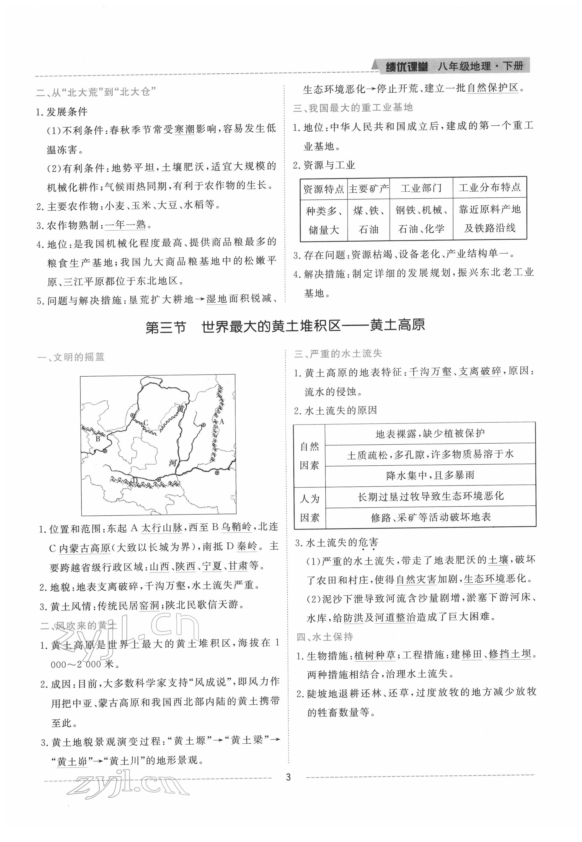 2022年績(jī)優(yōu)課堂高效提升滿(mǎn)分備考八年級(jí)地理下冊(cè)人教版 參考答案第3頁(yè)