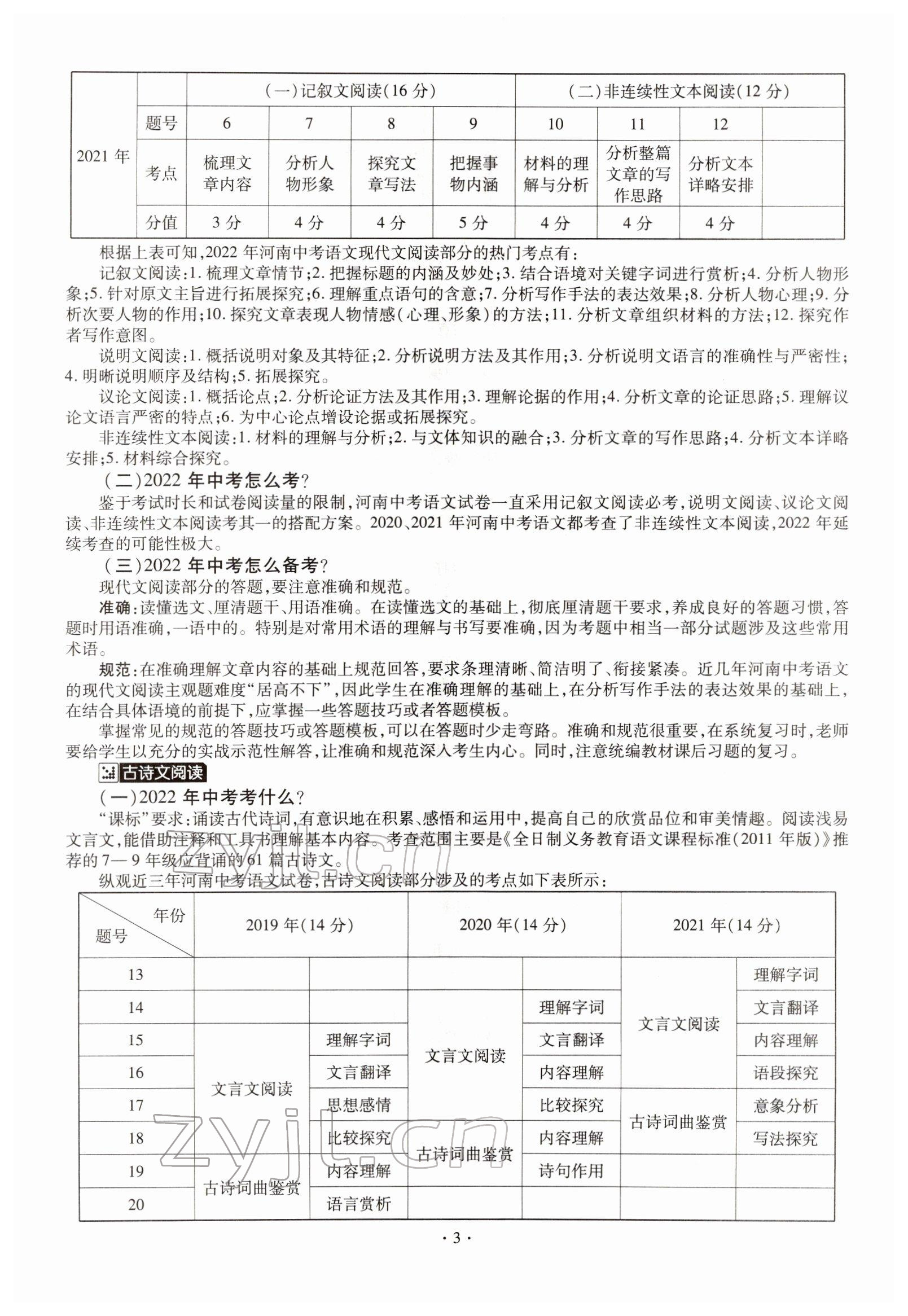 2022年天天練語文中考河南專版鄭州大學出版社 參考答案第3頁