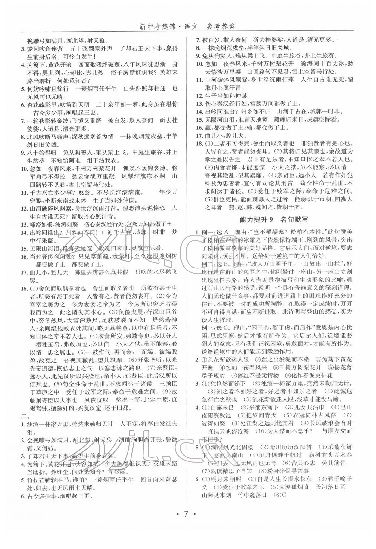 2022年新中考集錦全程復(fù)習(xí)訓(xùn)練語文 第7頁