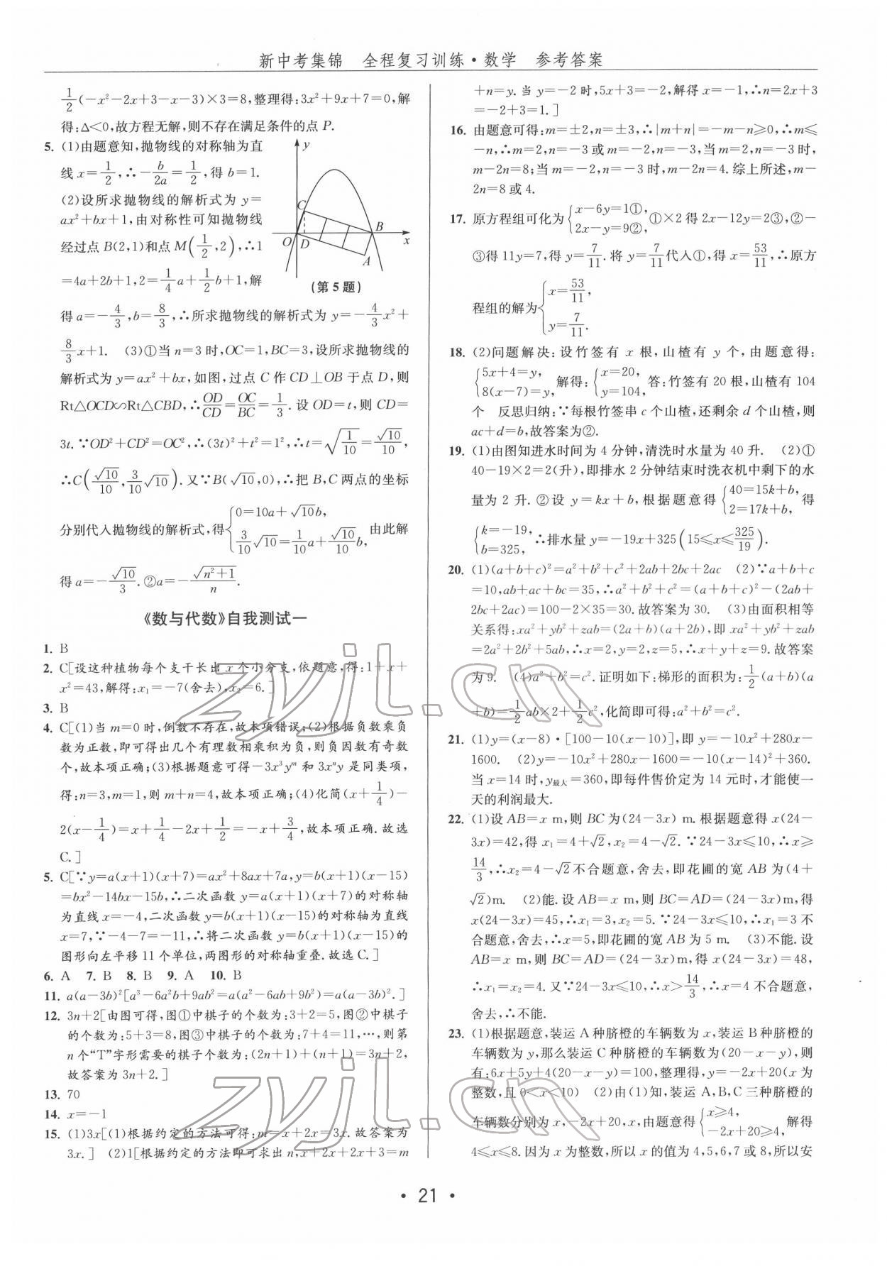 2022年新中考集錦全程復(fù)習(xí)訓(xùn)練數(shù)學(xué) 第21頁