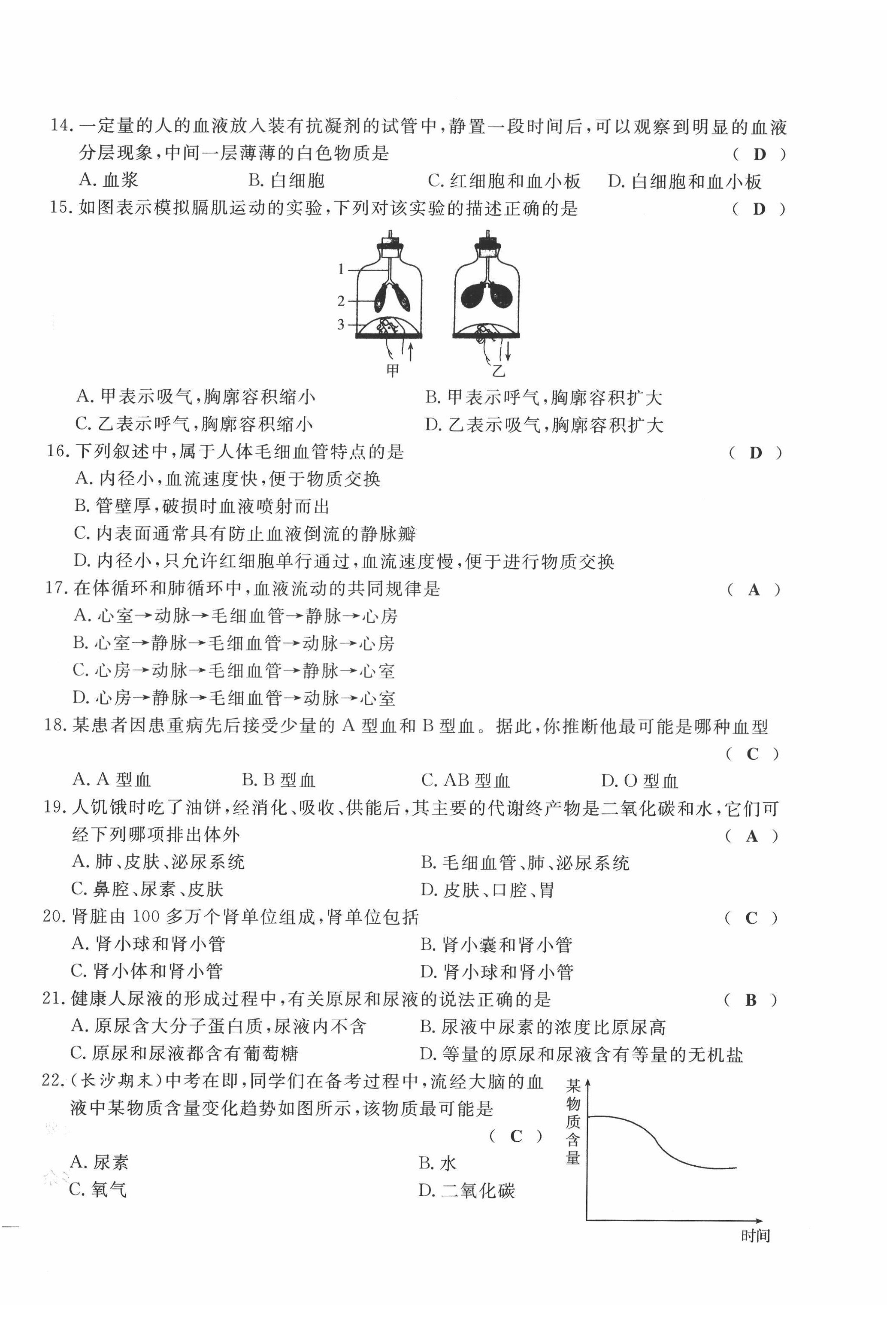 2022年績優(yōu)課堂高效提升滿分備考七年級生物下冊冀少版 第14頁