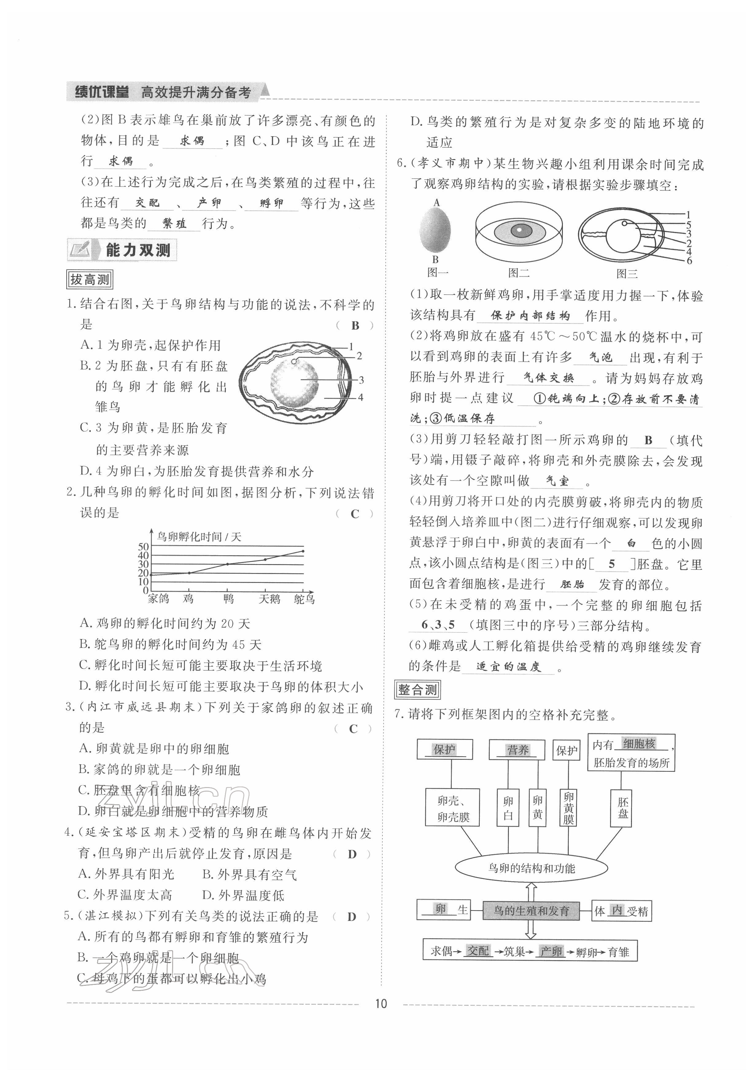 2022年績(jī)優(yōu)課堂高效提升滿分備考八年級(jí)生物下冊(cè)人教版 參考答案第10頁(yè)