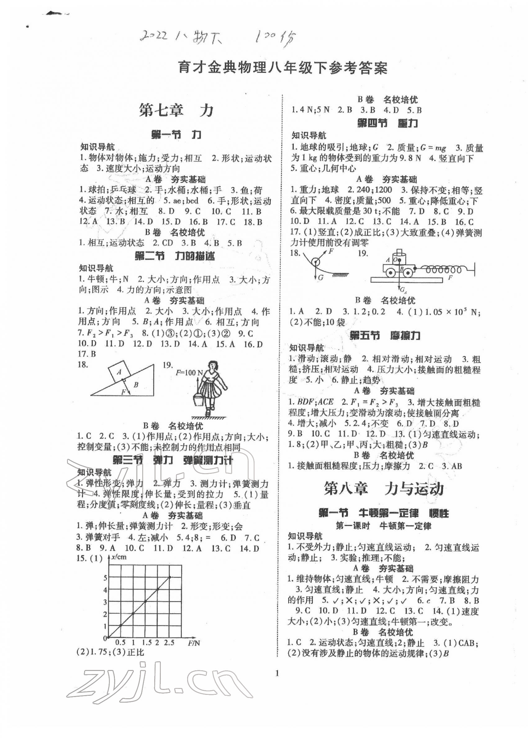 2022年育才金典八年级物理下册教科版 第1页