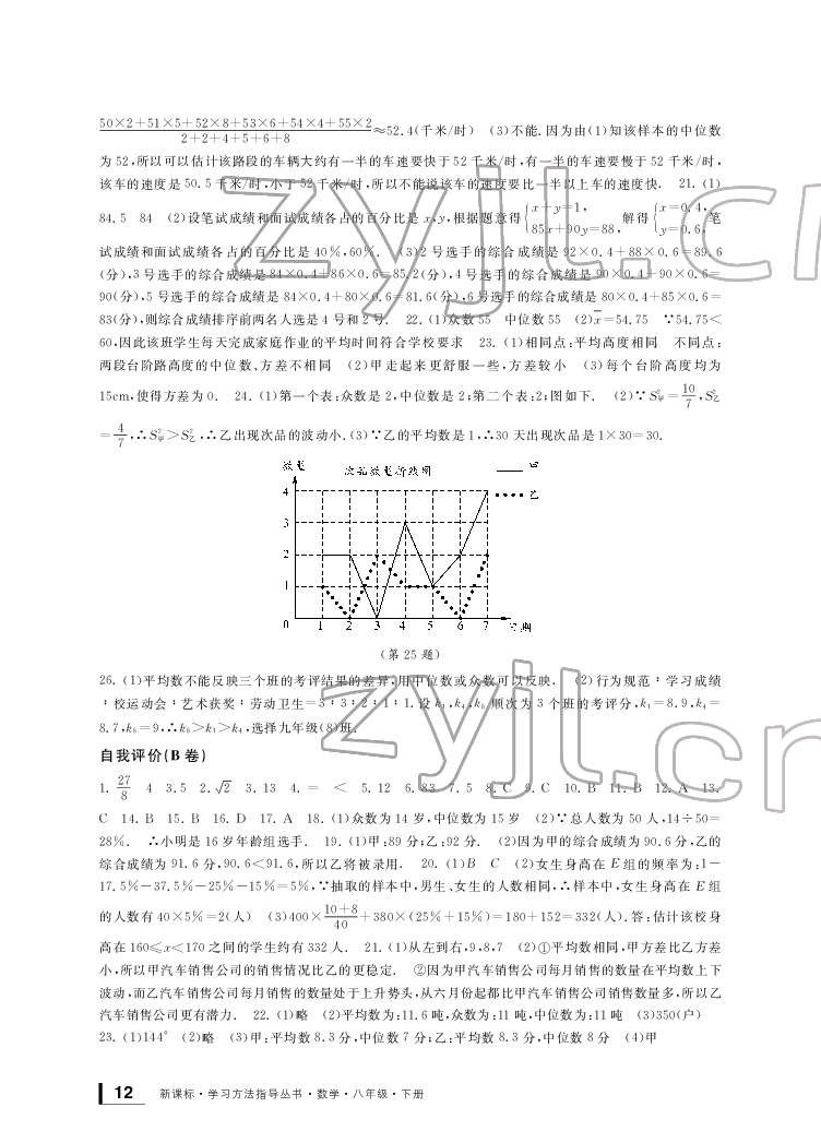 2022新課標學習方法指導叢書八年級數(shù)學下冊浙教版 參考答案第12頁