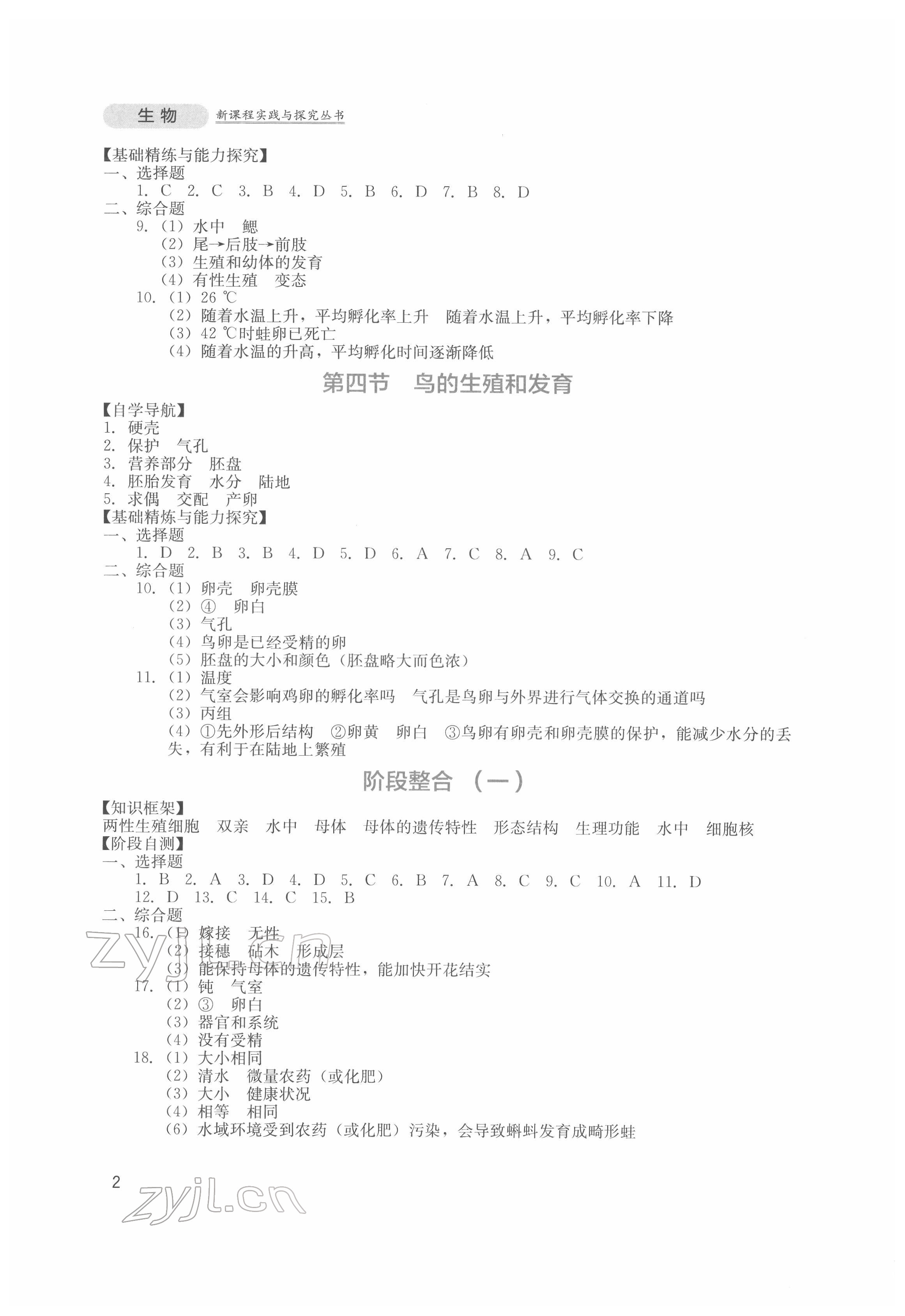 2022年新课程实践与探究丛书八年级生物下册人教版 第2页