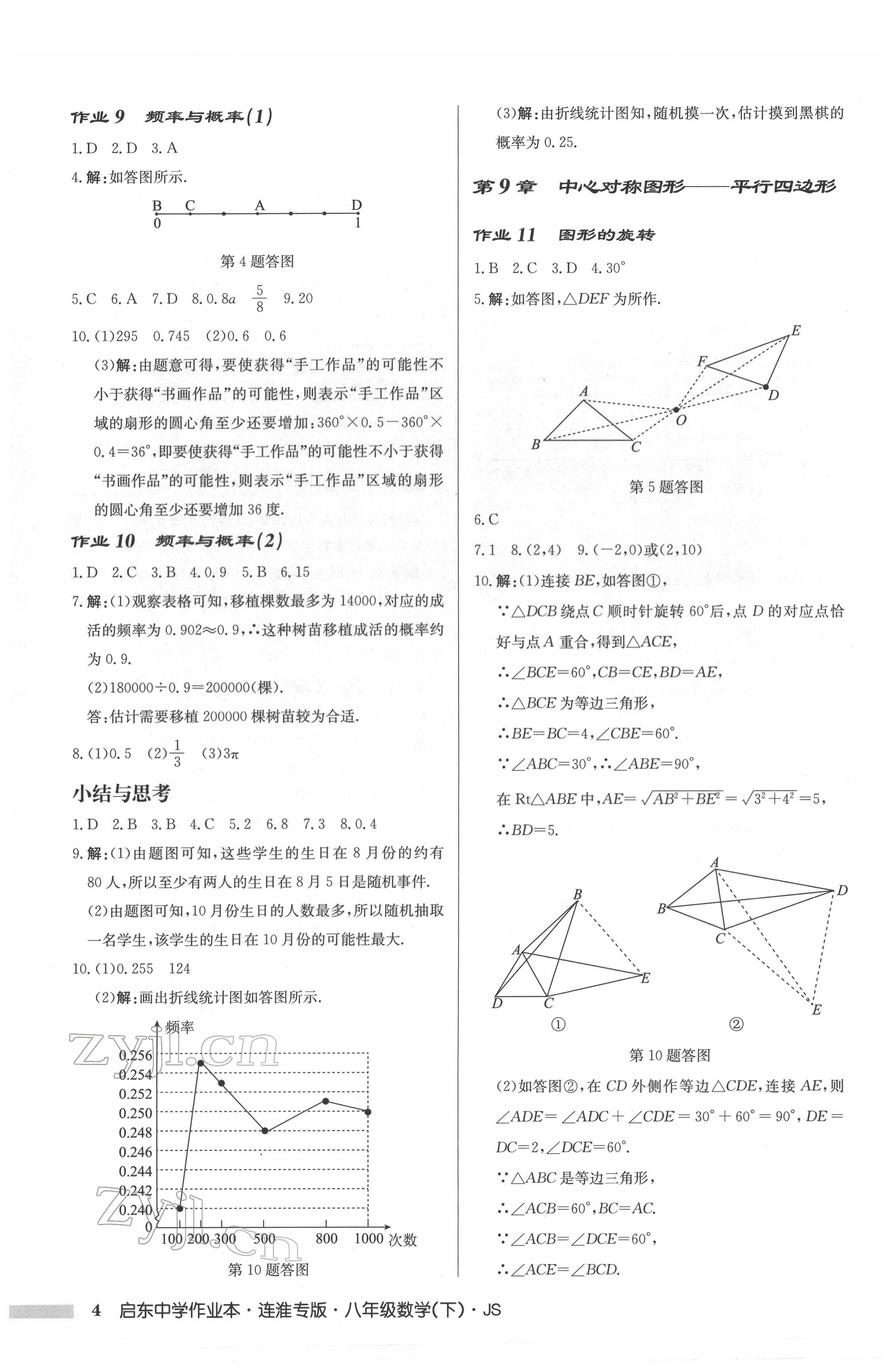 2022年启东中学作业本八年级数学下册苏科版连淮专版 参考答案第4页