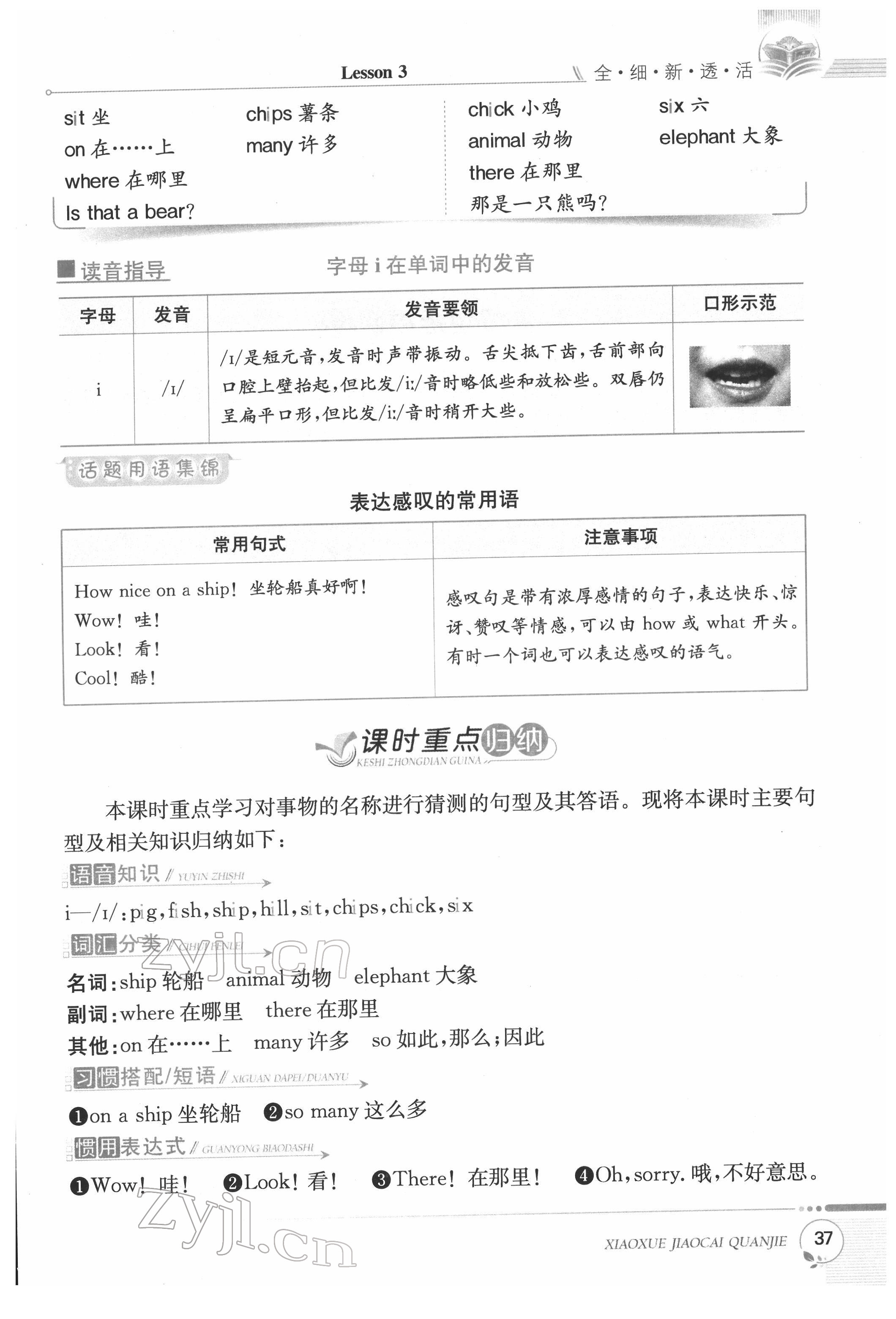 2022年教材课本三年级英语下册科普版&nbsp;参考答案第37页