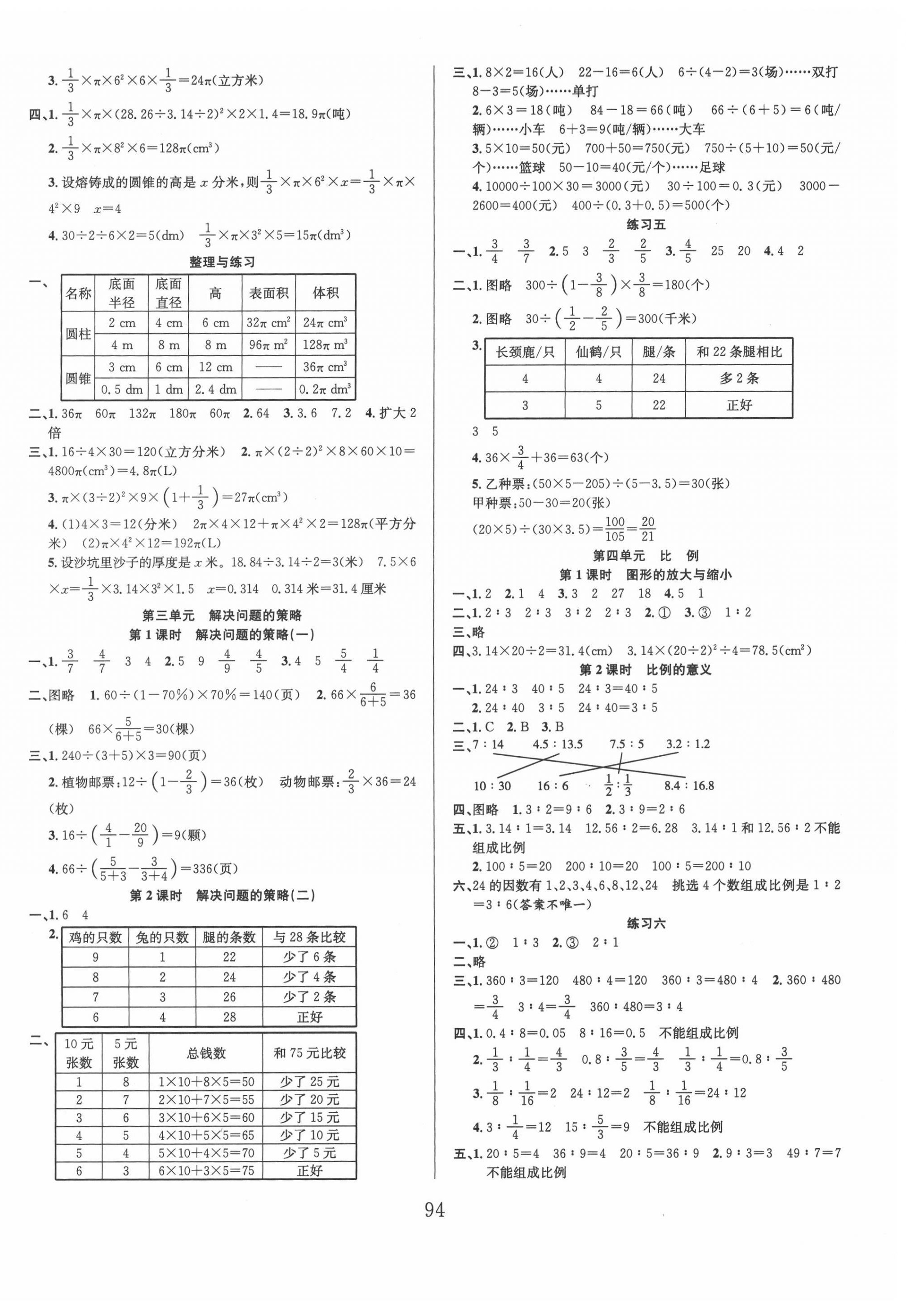 2022年阳光课堂课时作业六年级数学下册苏教版 参考答案第2页