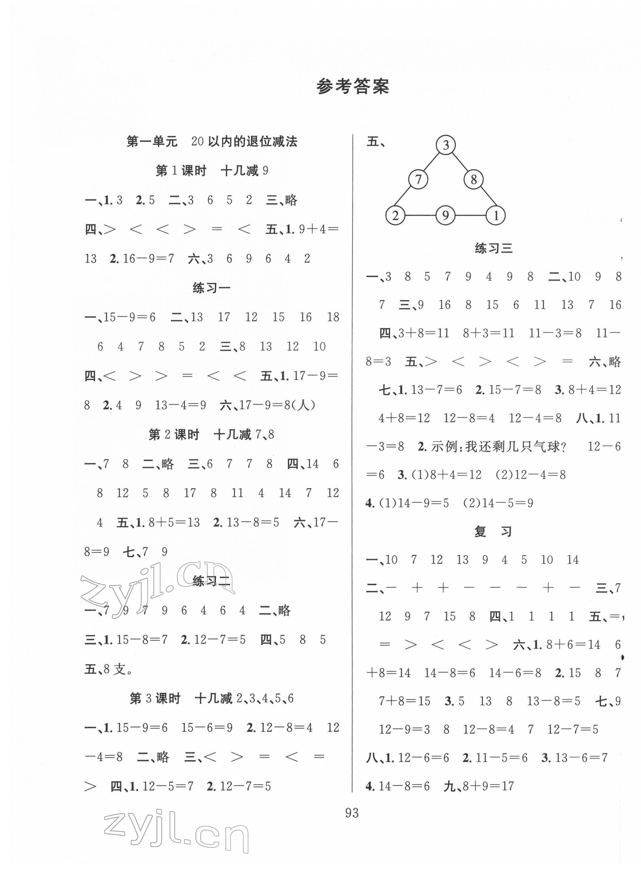 2022年陽(yáng)光課堂課時(shí)作業(yè)一年級(jí)數(shù)學(xué)下冊(cè)蘇教版 第1頁(yè)