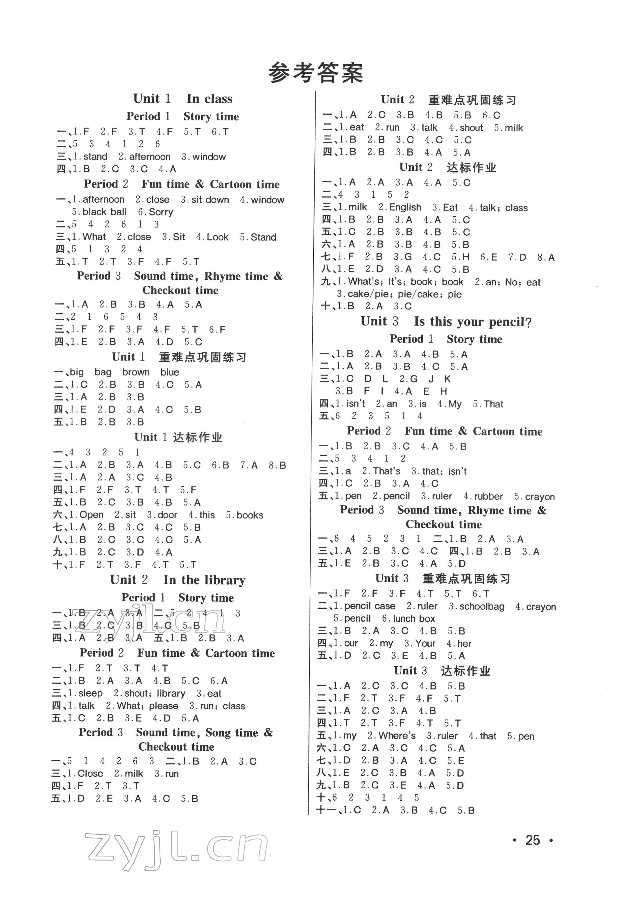 2022年全程奪冠三年級英語下冊譯林版 第1頁
