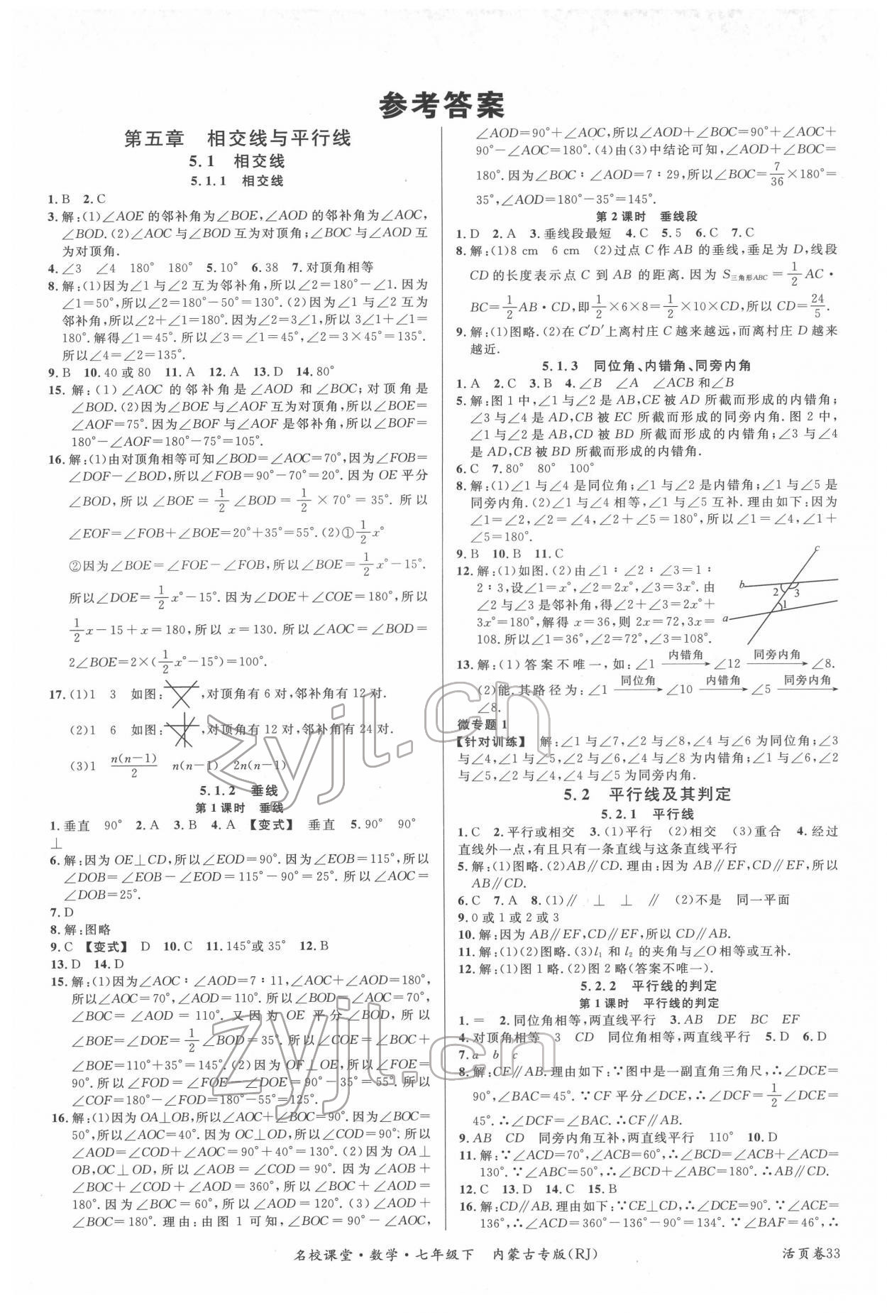 2022年名校課堂七年級(jí)數(shù)學(xué)下冊(cè)人教版內(nèi)蒙古專版 第1頁