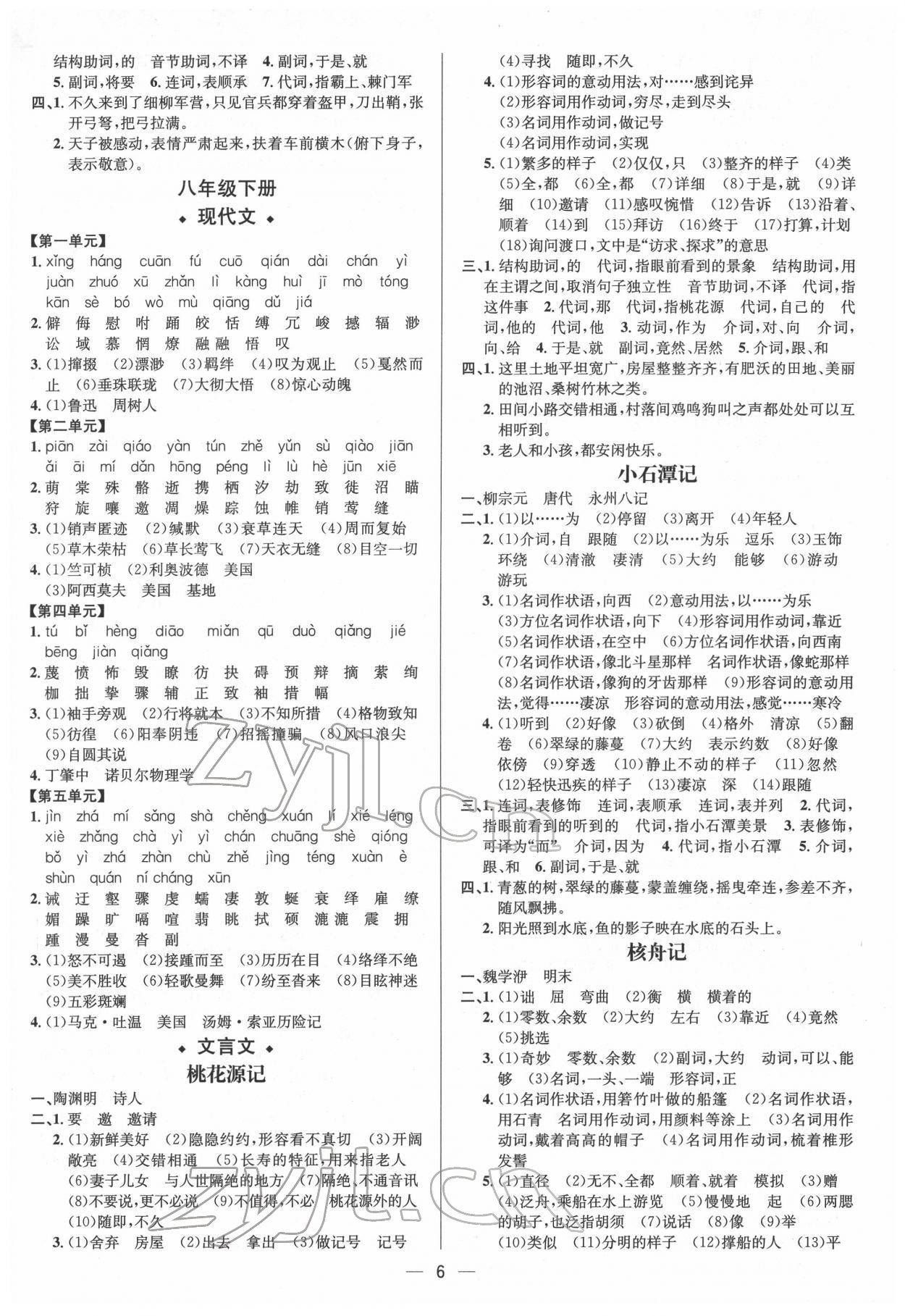 2022年中考對策語文濰坊專版 參考答案第6頁