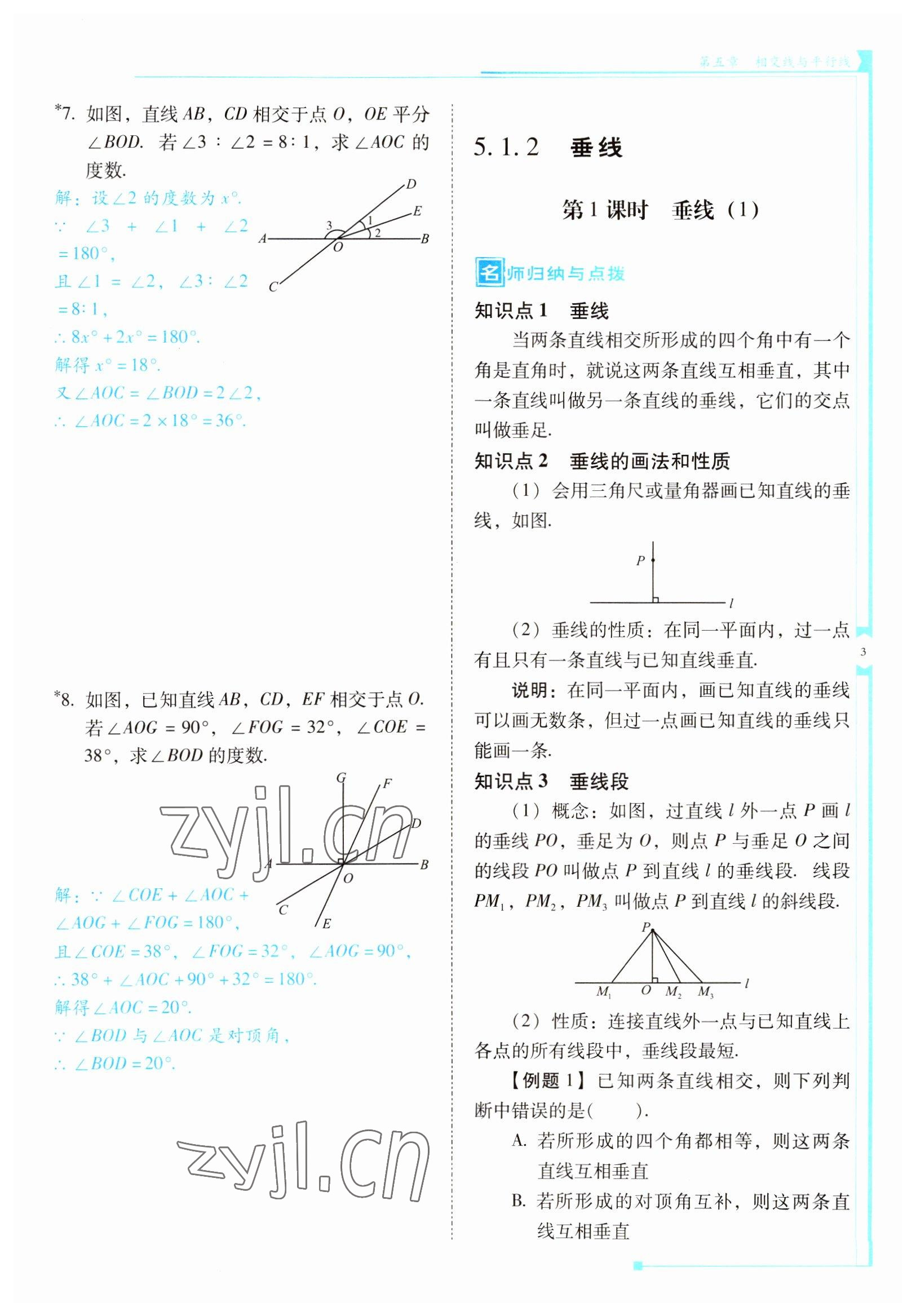 2022年云南省標(biāo)準(zhǔn)教輔優(yōu)佳學(xué)案七年級數(shù)學(xué)下冊人教版 參考答案第3頁