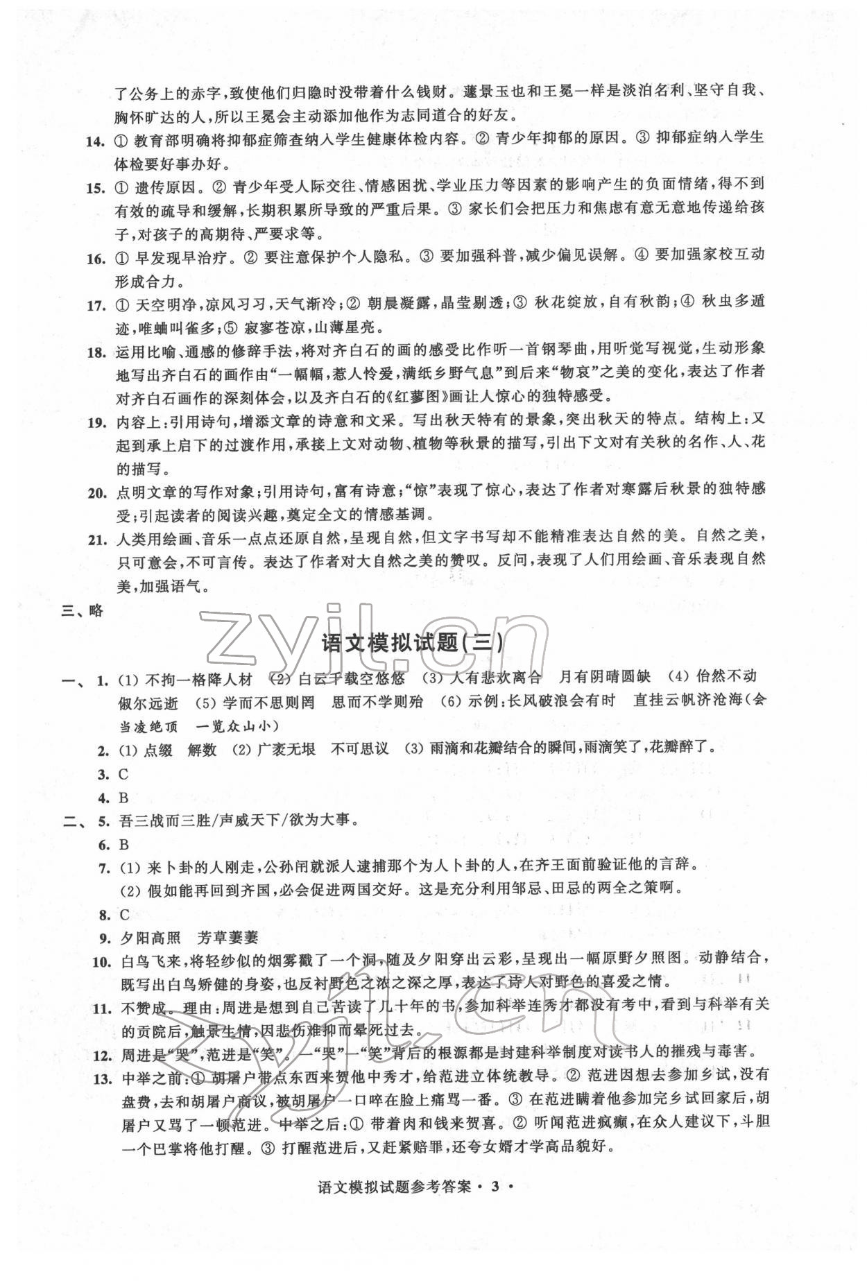 2022年決勝中考提優(yōu)模擬卷語文 第3頁