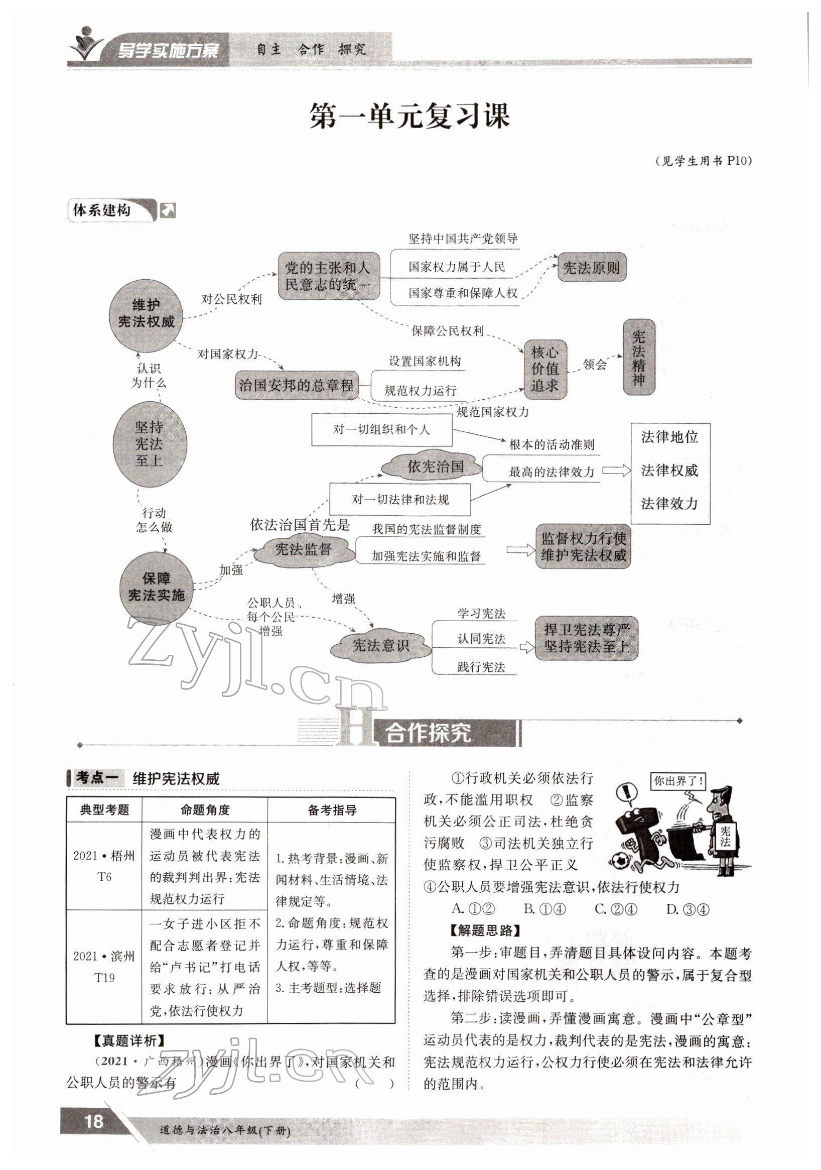 2022年金太阳导学测评八年级下册道德与法治人教版 参考答案第18页