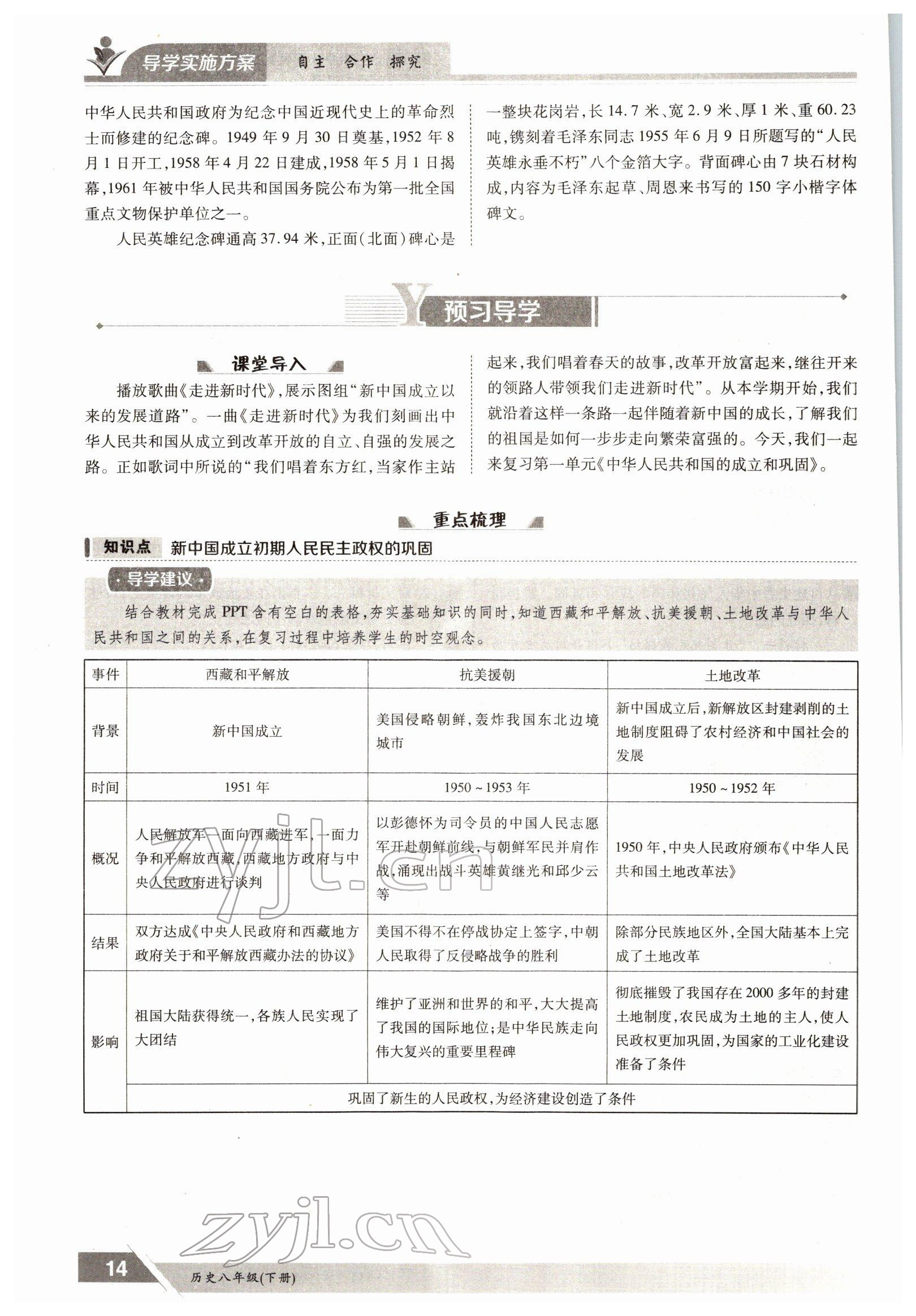 2022年金太陽導(dǎo)學(xué)測(cè)評(píng)八年級(jí)下冊(cè)歷史人教版 參考答案第14頁