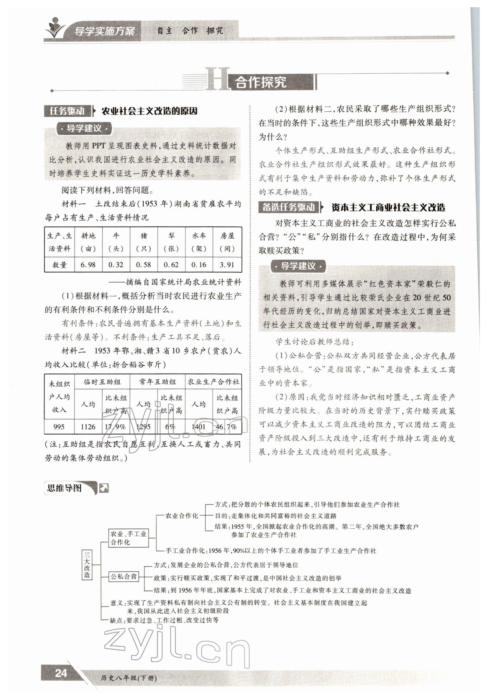 2022年金太阳导学测评八年级下册历史人教版 参考答案第24页