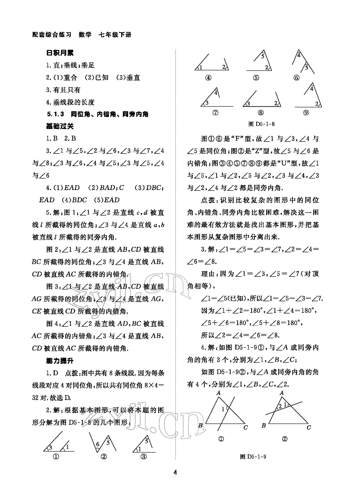 2022年數(shù)學配套綜合練習七年級下冊人教版 參考答案第4頁