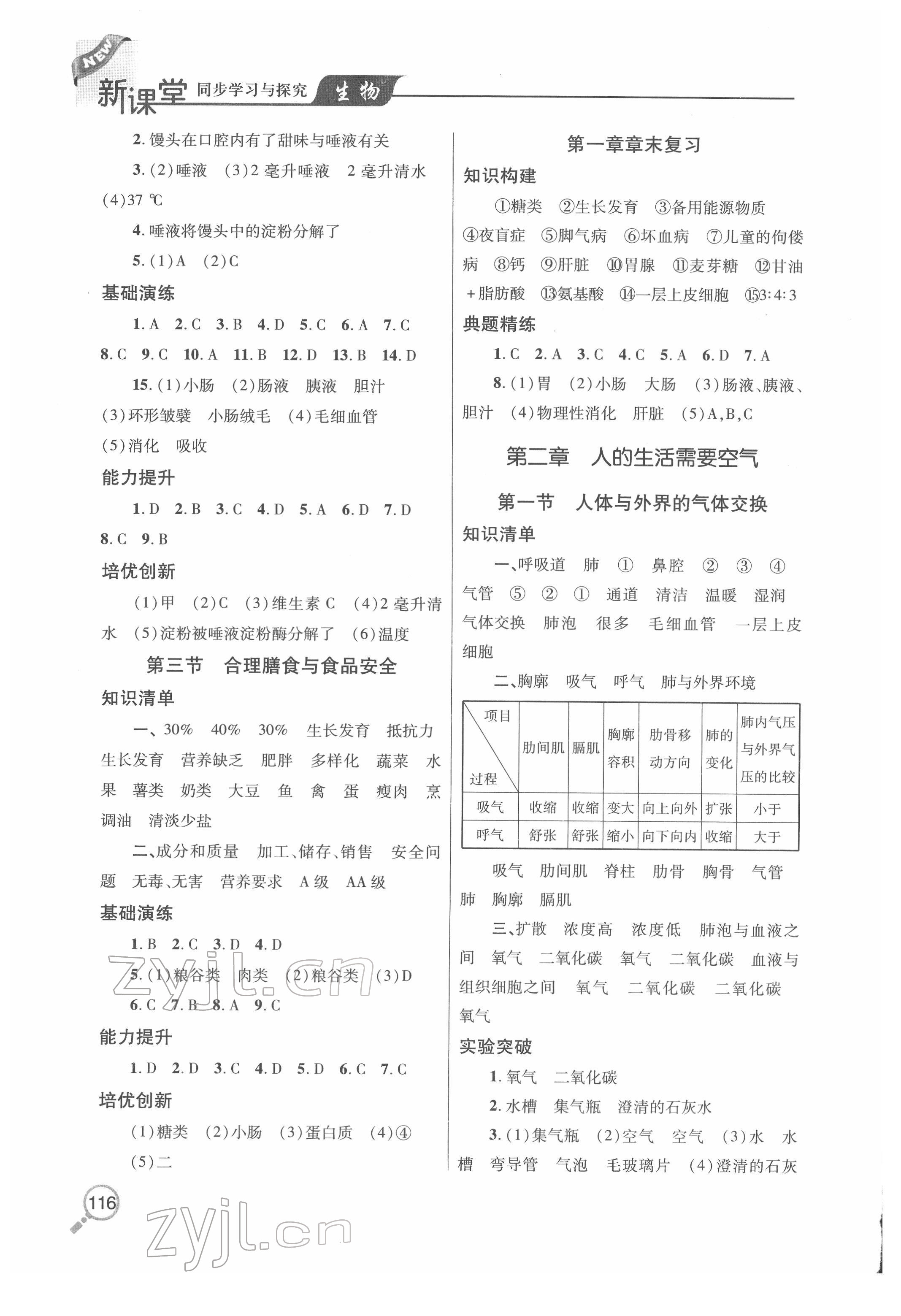 2022年新課堂同步學(xué)習(xí)與探究七年級(jí)生物下冊(cè)人教版金鄉(xiāng)專版 第2頁(yè)