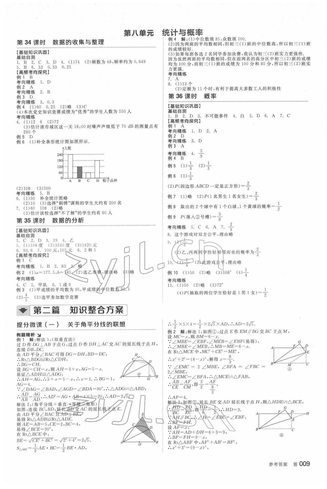 2022年全品中考復(fù)習(xí)方案數(shù)學(xué)鹽城專版 參考答案第8頁(yè)