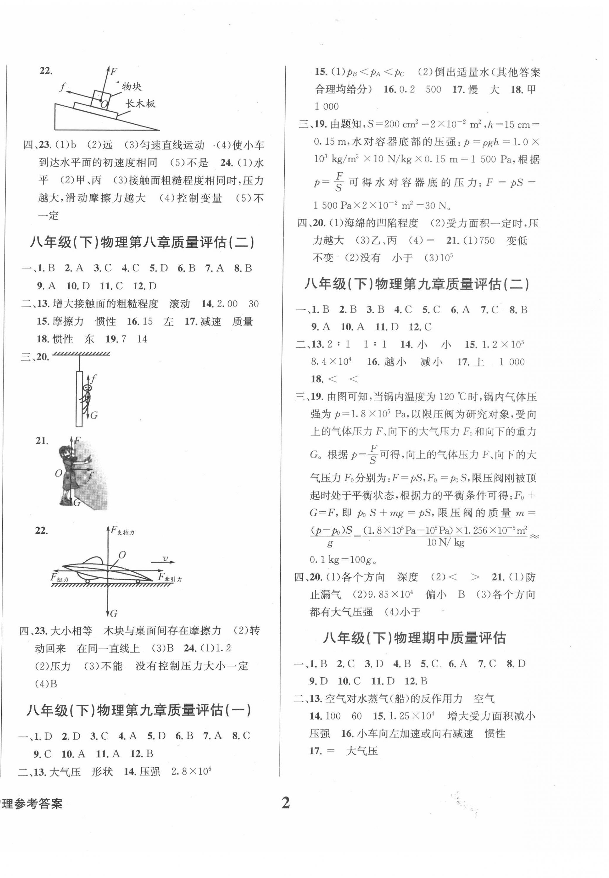 2022年學(xué)業(yè)質(zhì)量測(cè)試薄八年級(jí)物理下冊(cè)人教版 第2頁(yè)