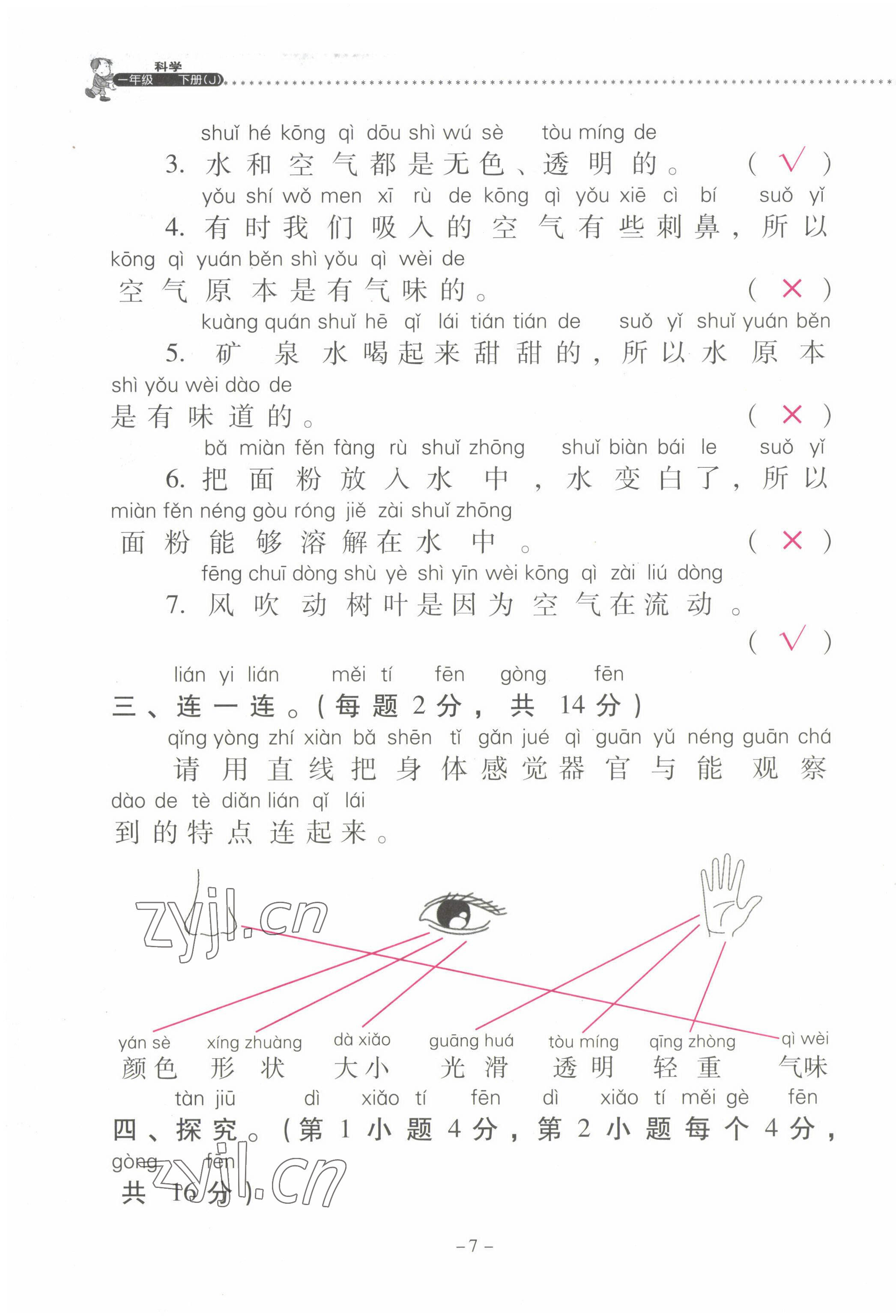 2022年云南省標(biāo)準(zhǔn)教輔同步指導(dǎo)訓(xùn)練與檢測(cè)一年級(jí)科學(xué)下冊(cè)教科版 第7頁(yè)