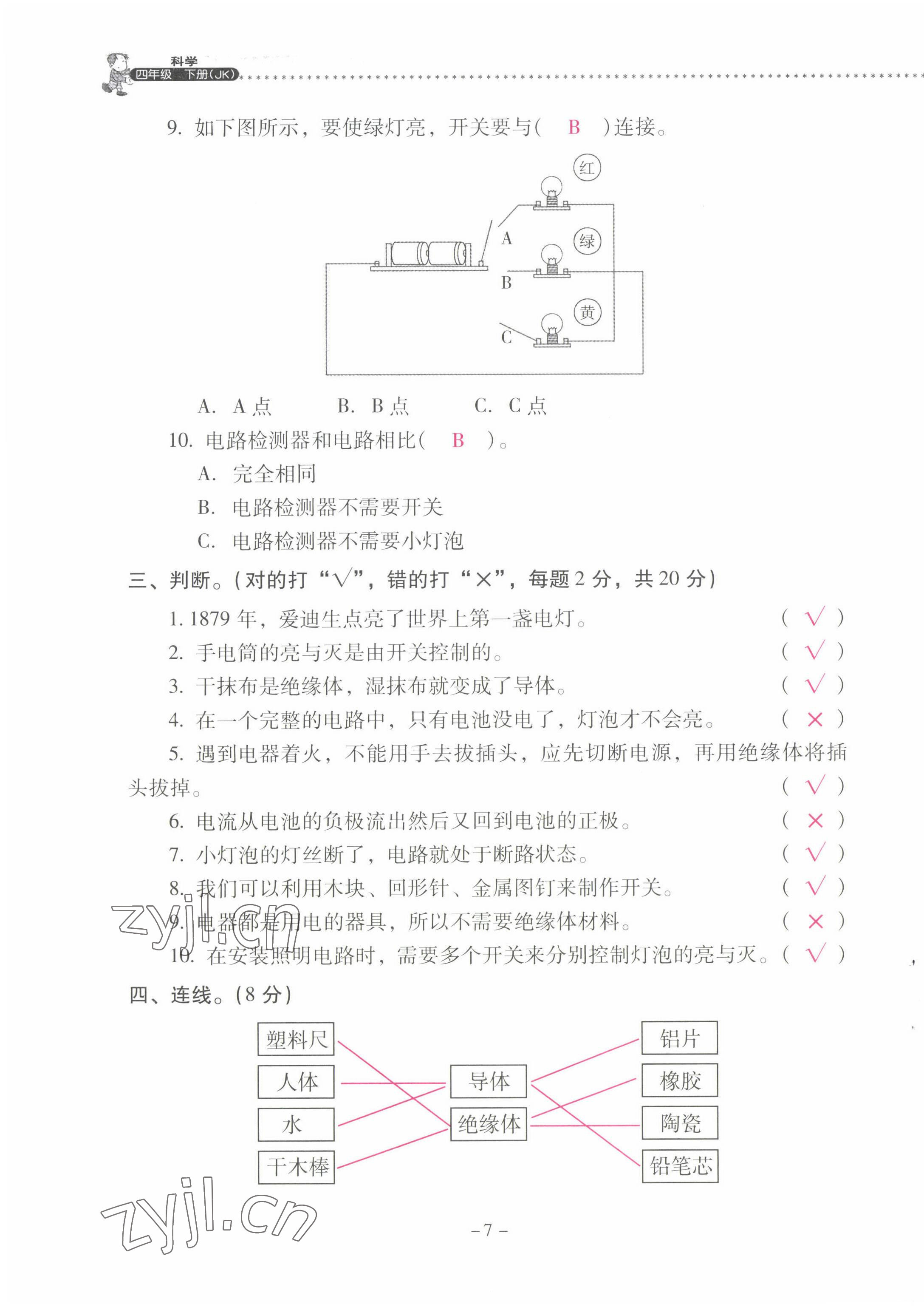 2022年云南省標(biāo)準(zhǔn)教輔同步指導(dǎo)訓(xùn)練與檢測(cè)四年級(jí)科學(xué)下冊(cè)教科版 第7頁(yè)