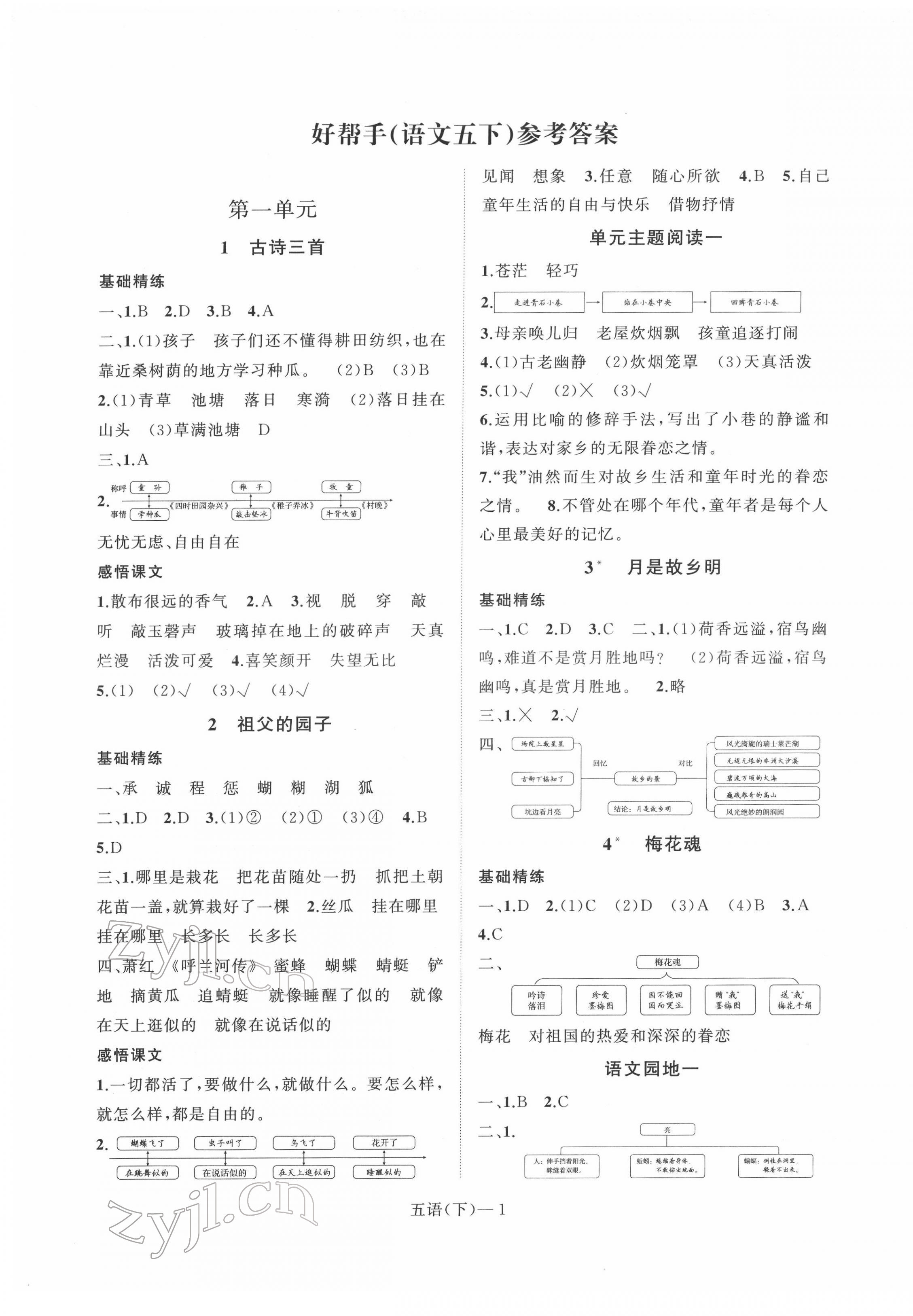 2022年小學(xué)學(xué)習(xí)好幫手五年級(jí)語(yǔ)文下冊(cè)人教版 第1頁(yè)