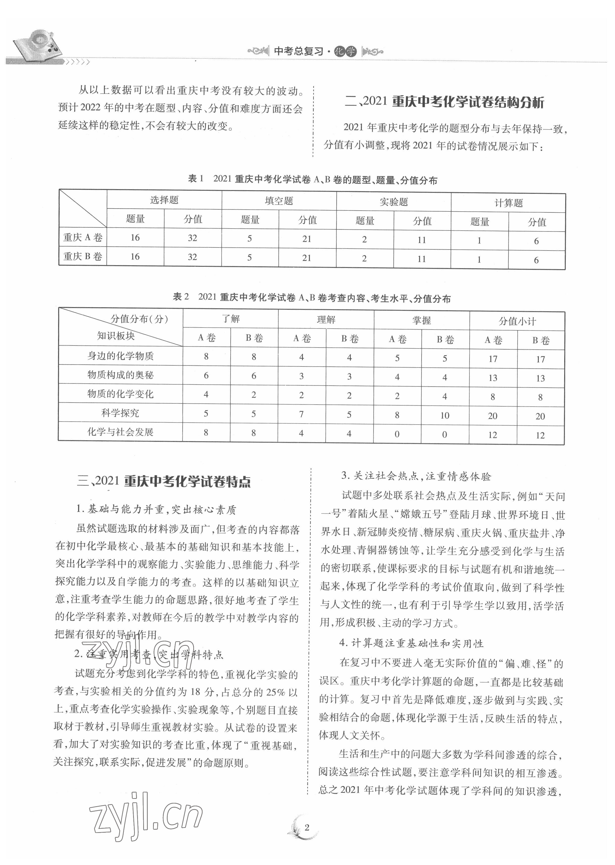 2022年中考總復(fù)習(xí)化學(xué)重慶出版社 參考答案第2頁