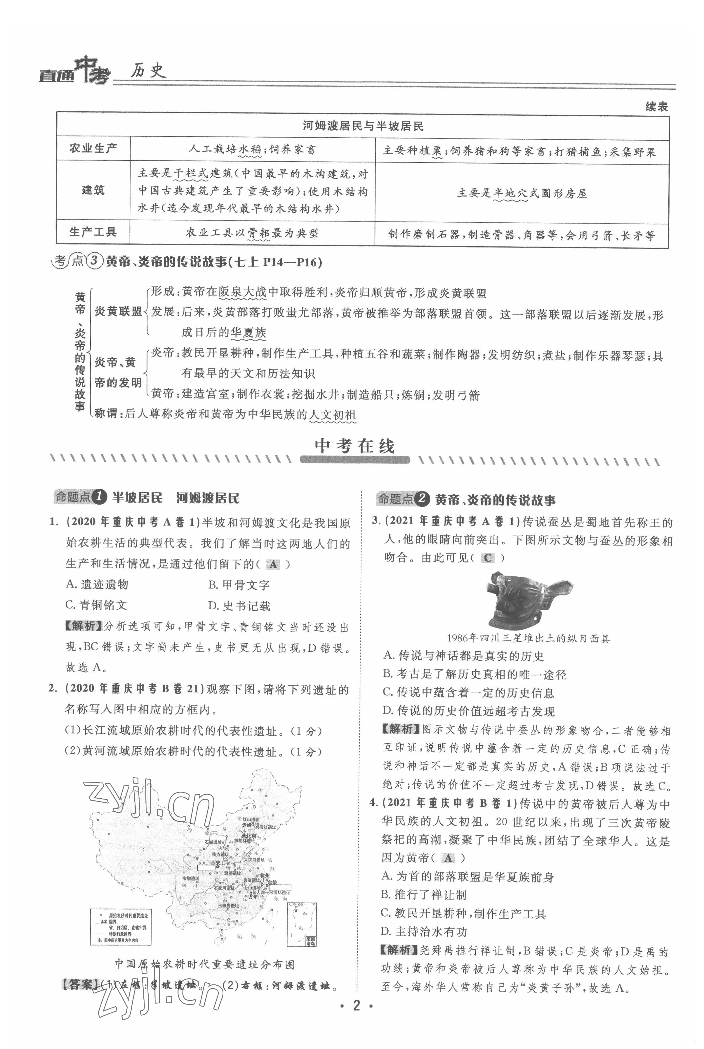 2022年直通中考?xì)v史重慶專版 參考答案第2頁