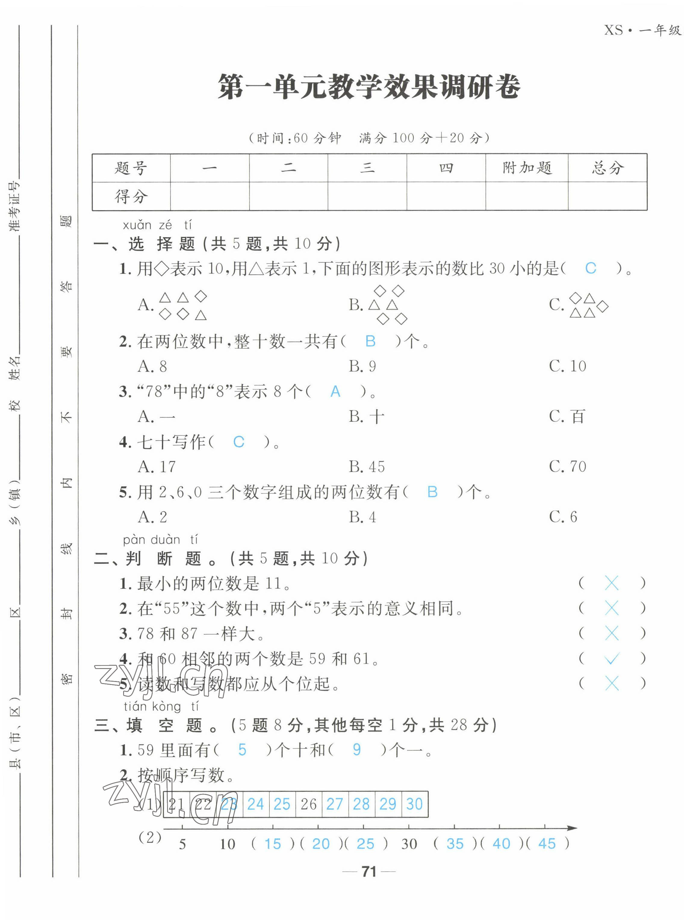 2022年天府名校優(yōu)課練一年級數(shù)學(xué)下冊西師大版 第1頁