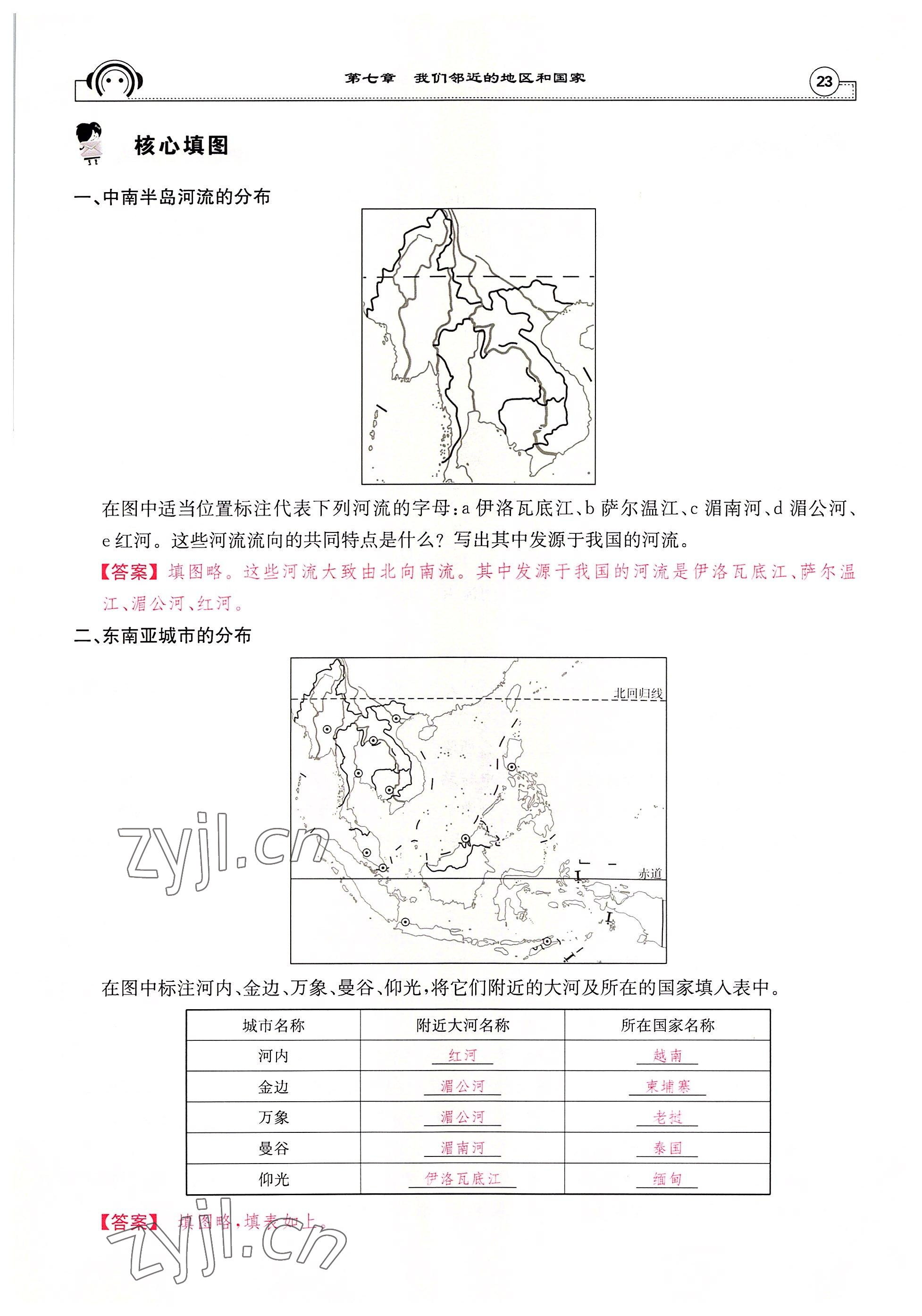 2022年全效學(xué)習(xí)學(xué)業(yè)評價(jià)方案七年級地理下冊人教版 參考答案第23頁