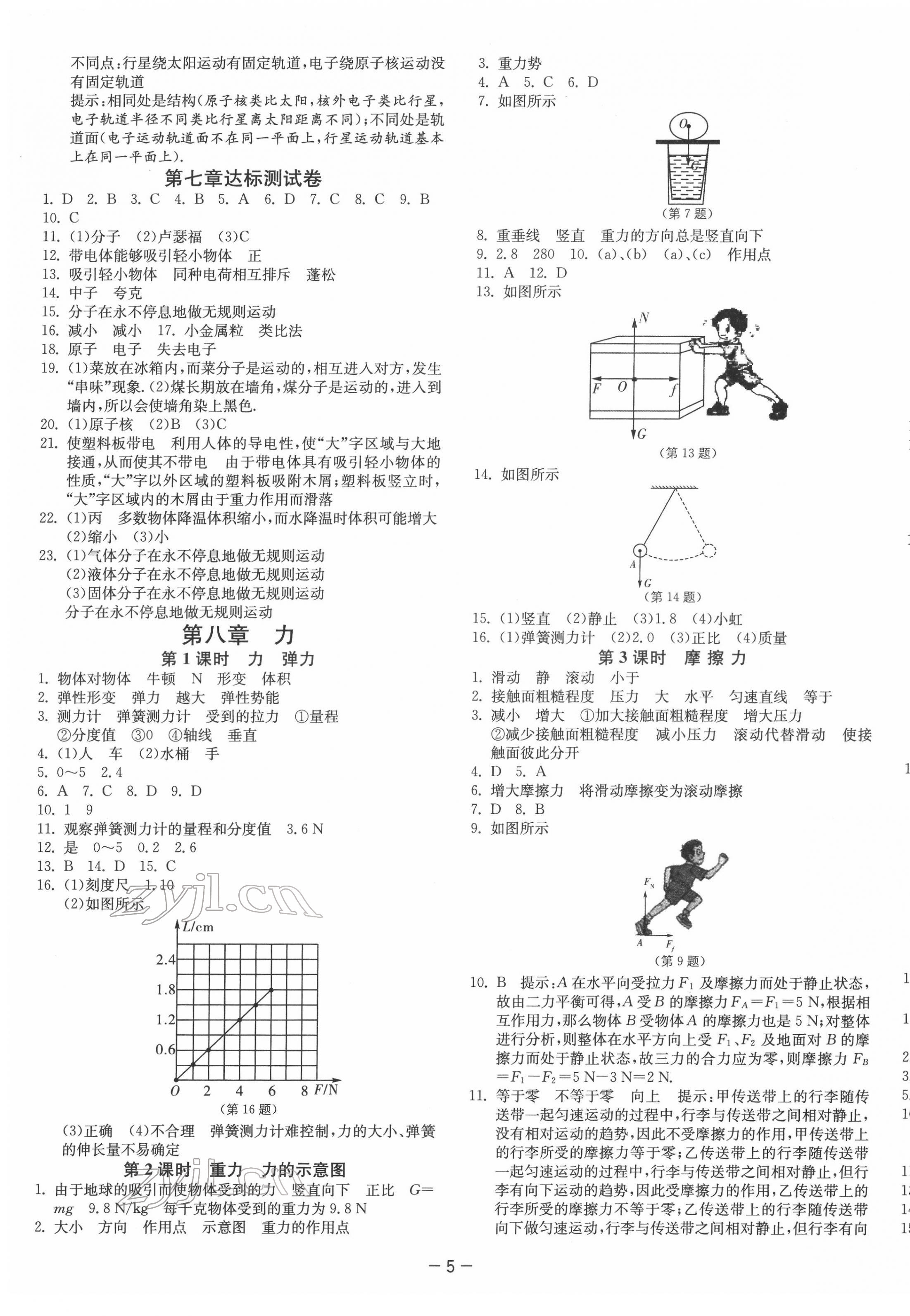 2022年1課3練單元達標測試八年級物理下冊蘇科版 參考答案第5頁