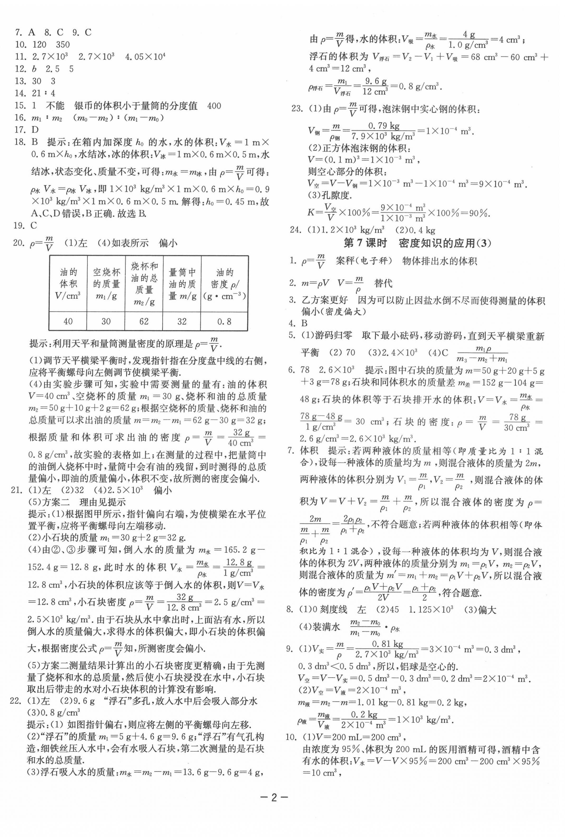 2022年1课3练单元达标测试八年级物理下册苏科版 参考答案第2页