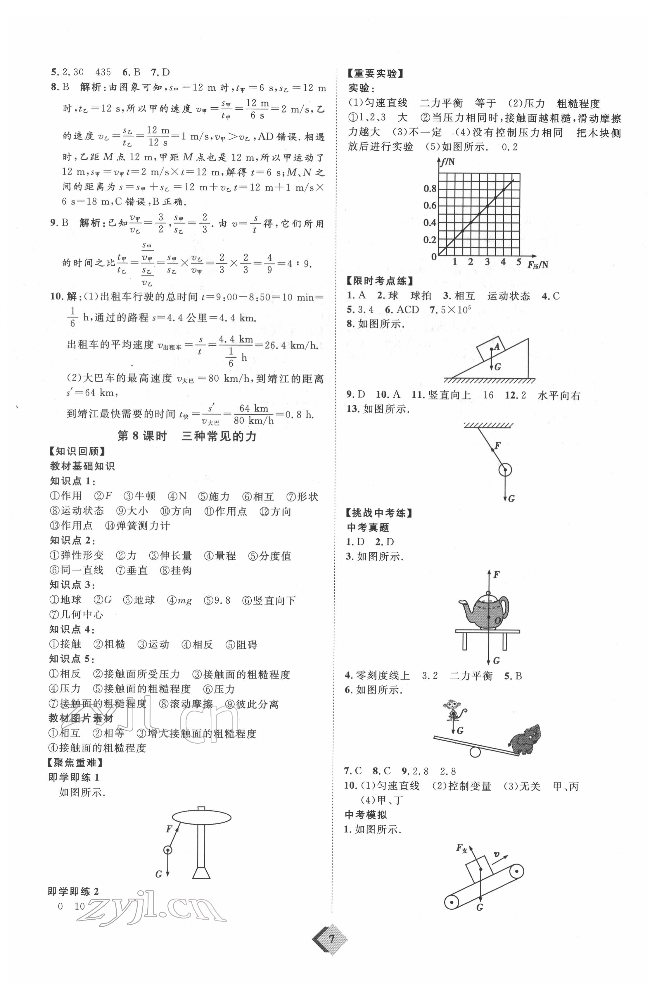 2022年优加学案赢在中考物理人教版 参考答案第7页