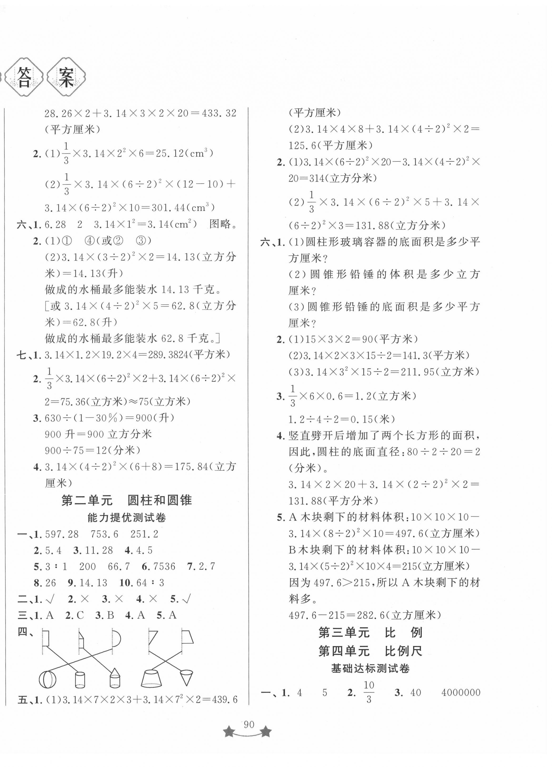 2022年單元測試卷山東文藝出版社六年級數(shù)學(xué)下冊人教版 第2頁