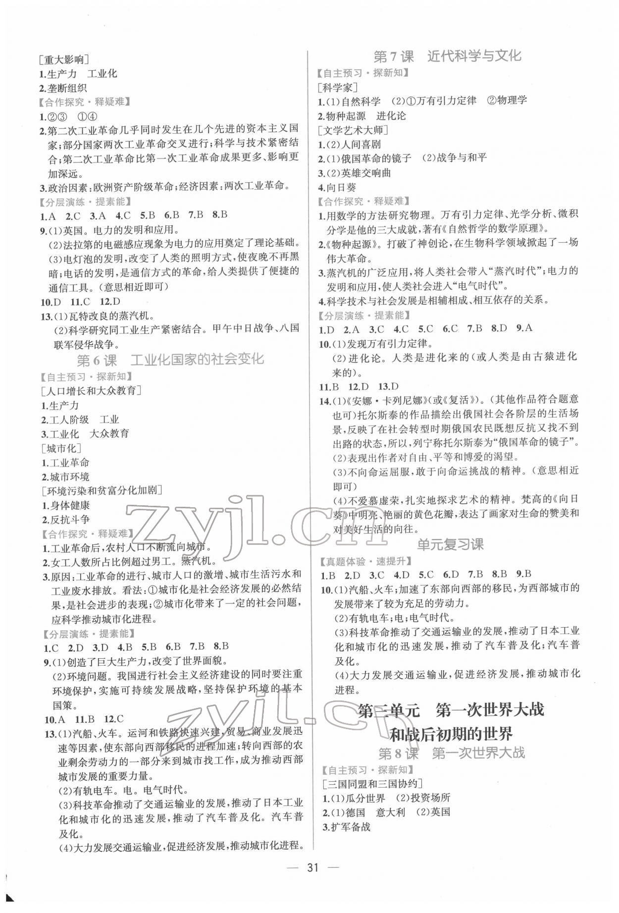 2022年同步導(dǎo)學(xué)案課時(shí)練九年級歷史下冊人教版 第3頁