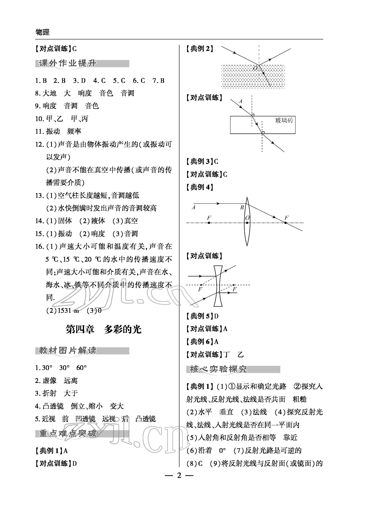 2022年新課堂同步學(xué)習(xí)與探究物理初中學(xué)業(yè)考試用書金鄉(xiāng)專版 參考答案第2頁