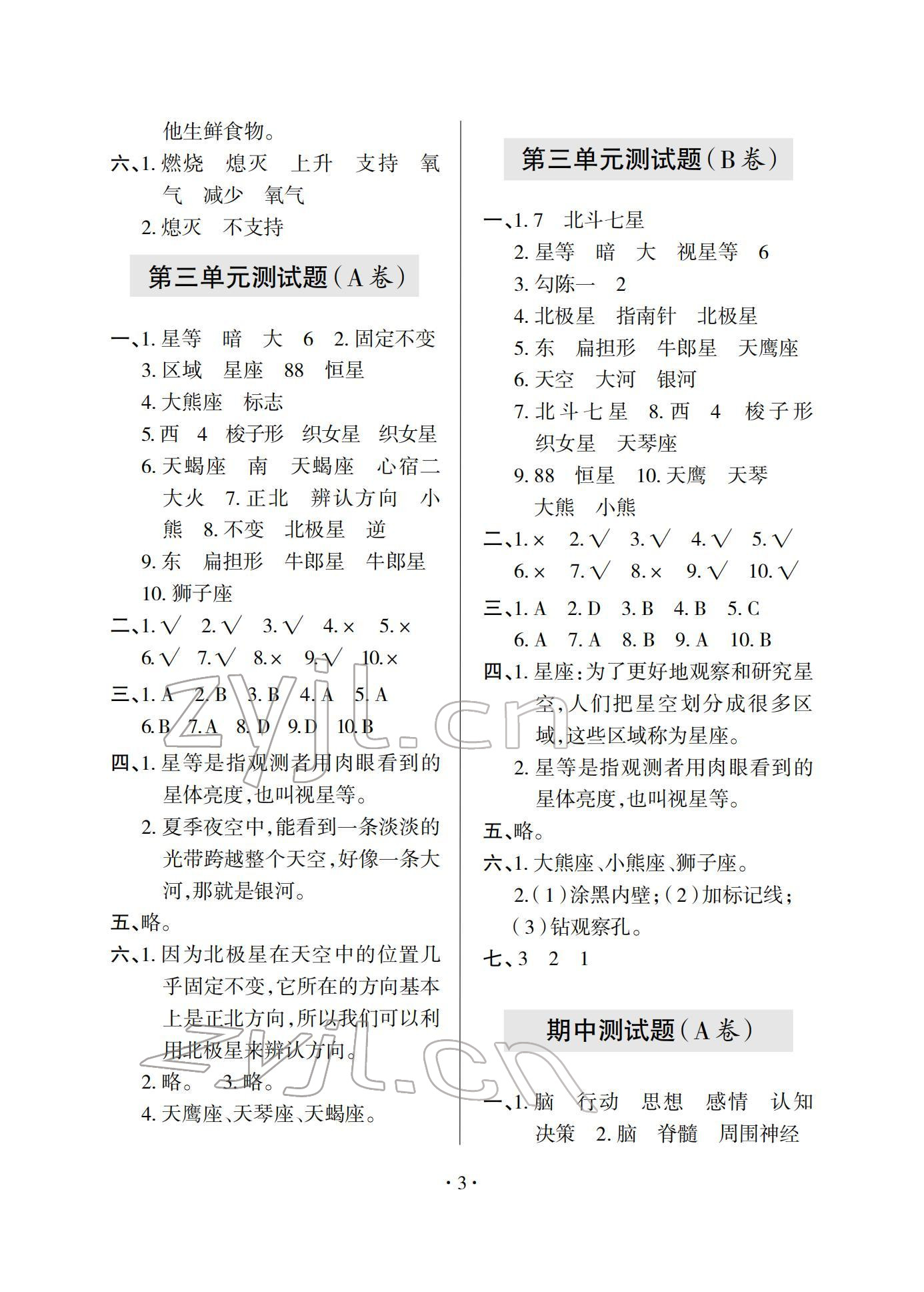 2022年單元自測(cè)試卷五年級(jí)科學(xué)下學(xué)期青島版 參考答案第3頁(yè)