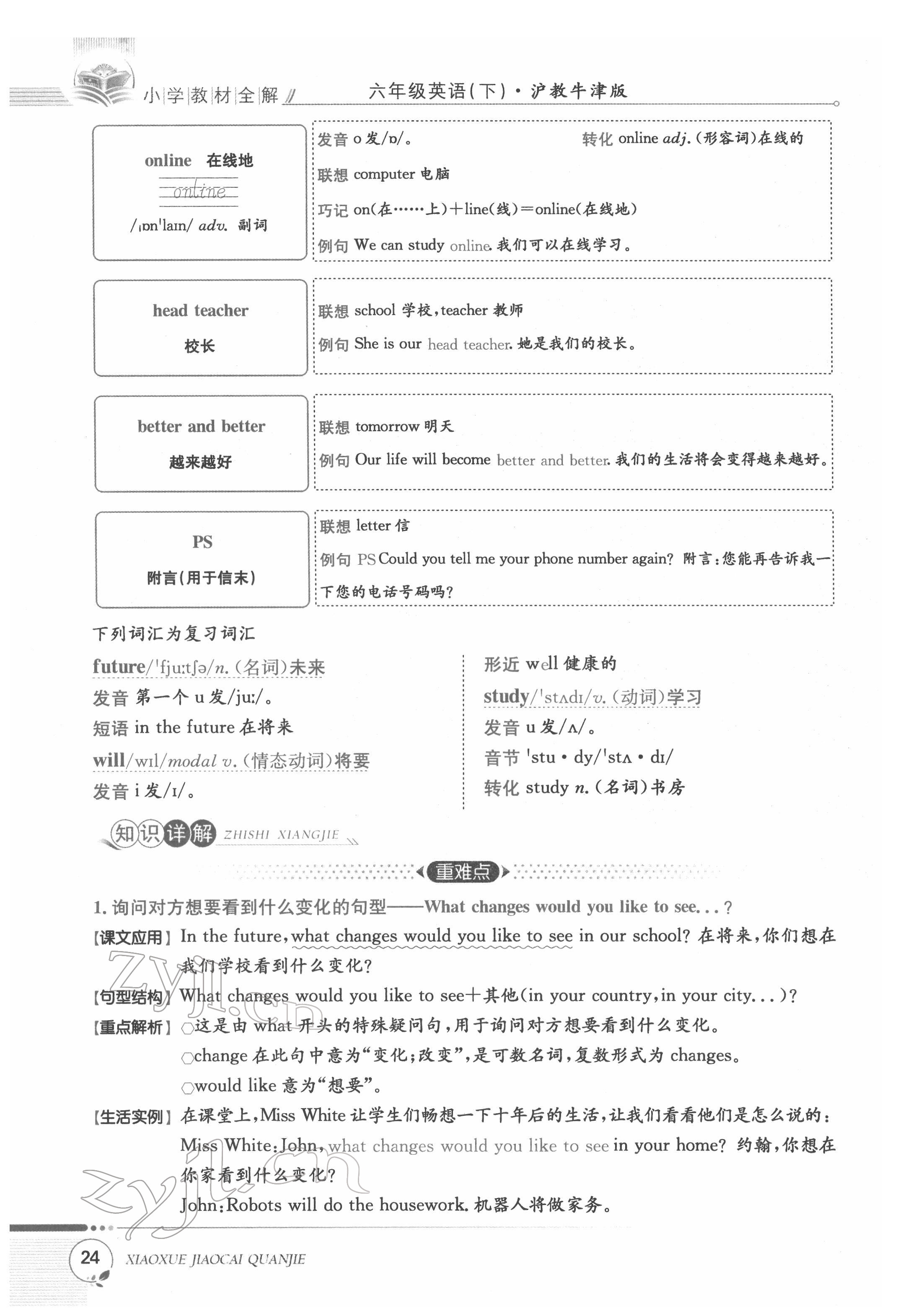 2022年教材課本六年級(jí)英語下冊(cè)滬教版 參考答案第24頁