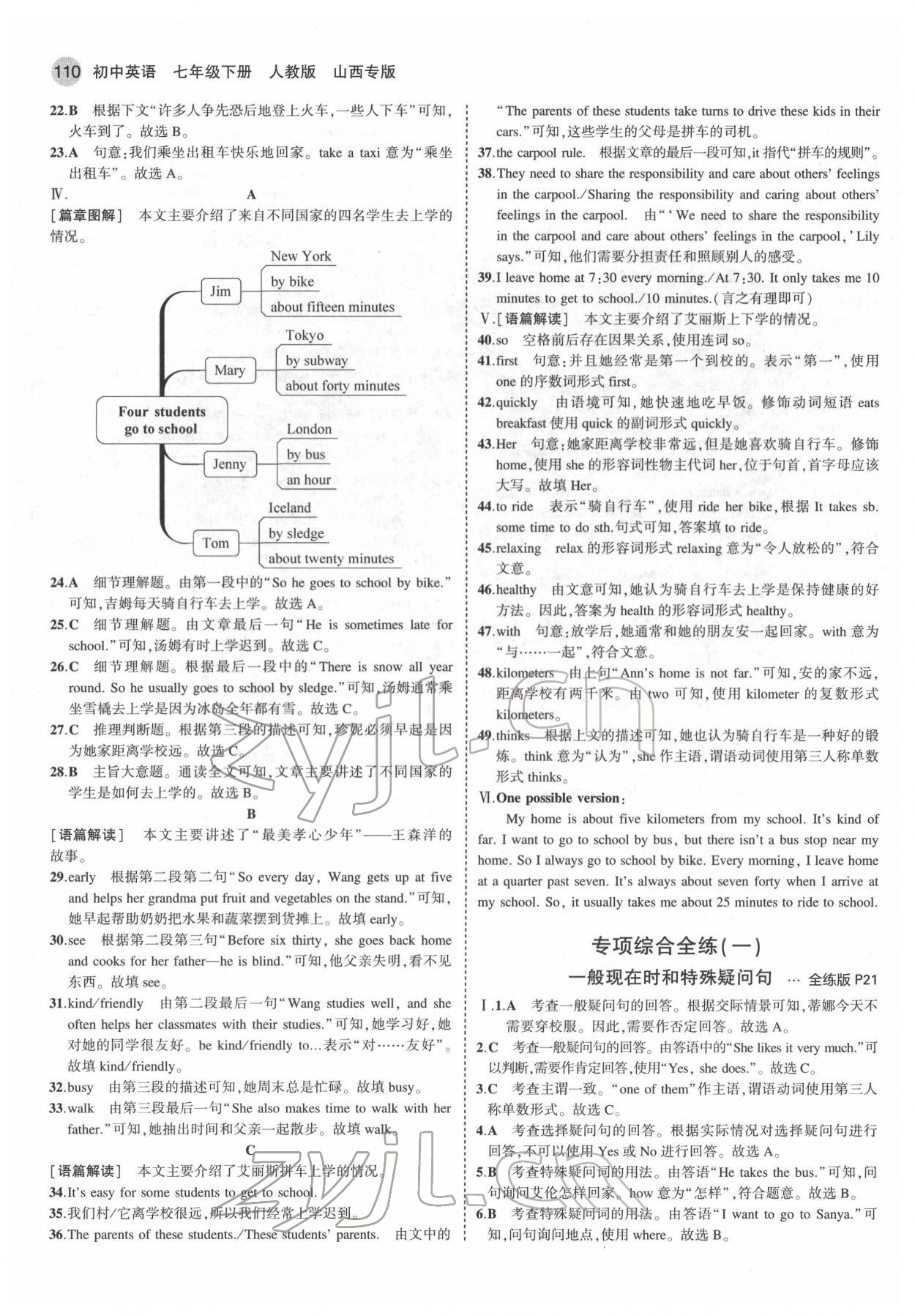 2022年5年中考3年模擬七年級英語下冊人教版山西專版 第8頁