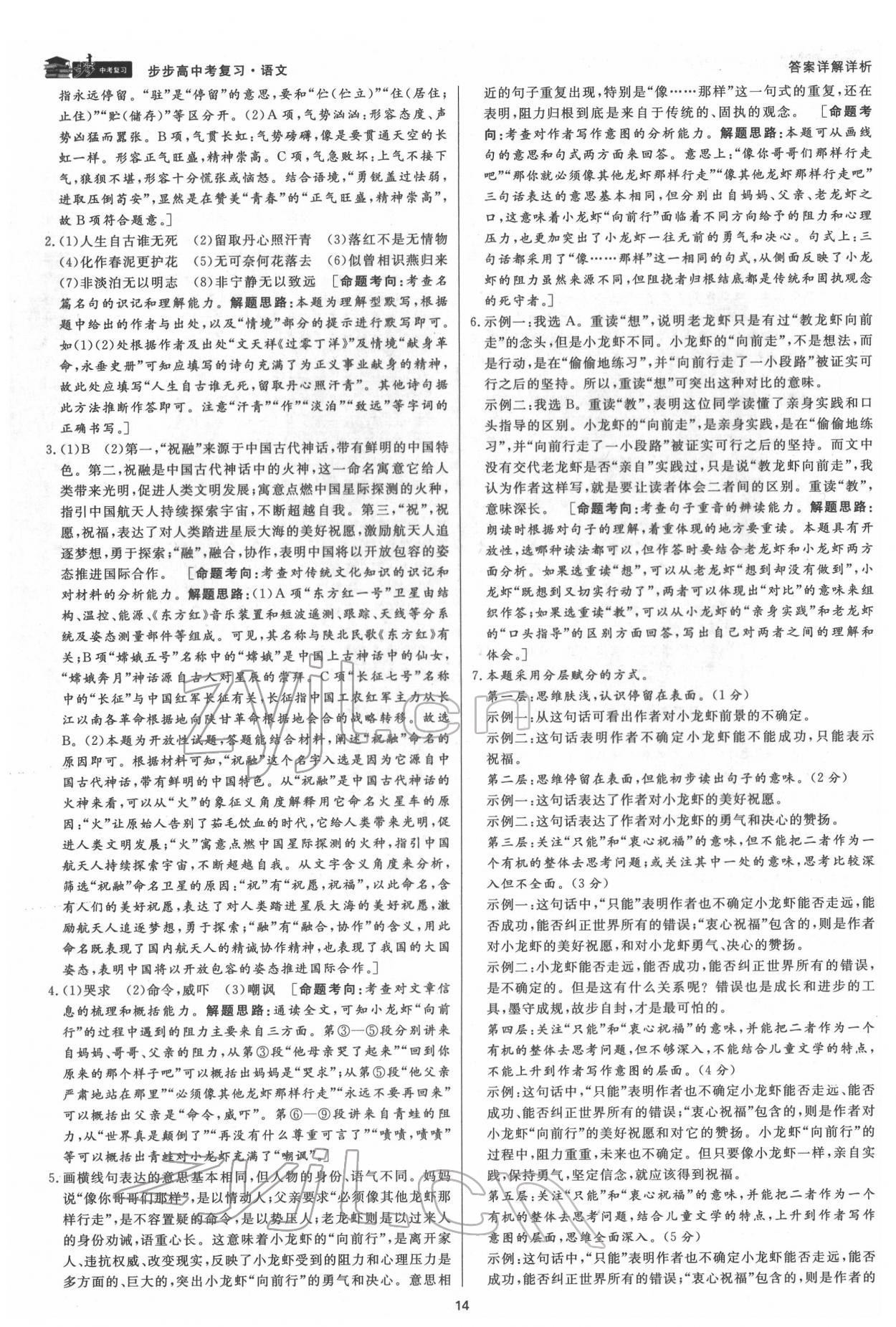 2022年步步高中考復習語文臺州專版 參考答案第13頁