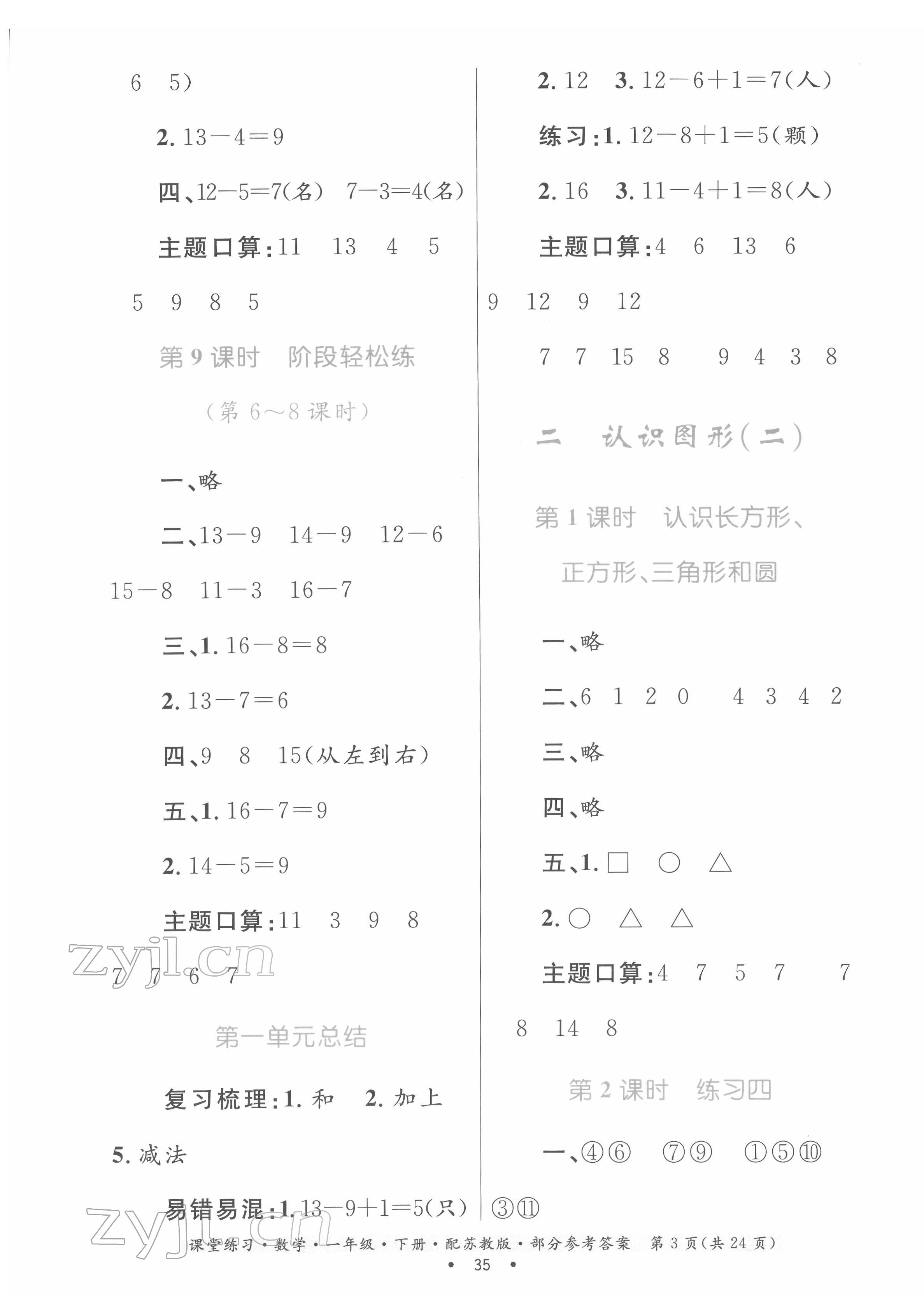 2022年優(yōu)化探究課堂練習(xí)一年級(jí)數(shù)學(xué)下冊(cè)蘇教版 第3頁