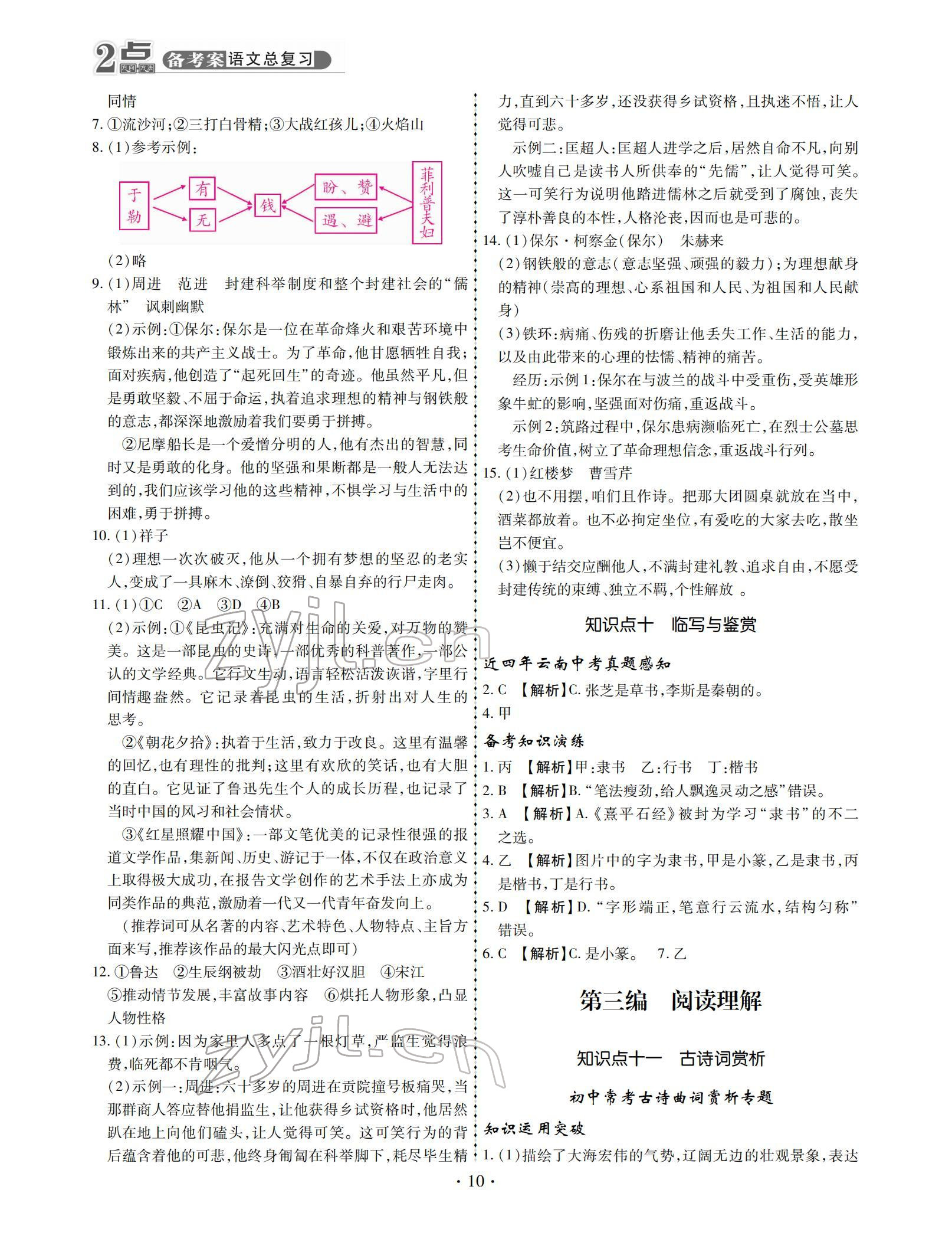 2022年2點備考案中考語文 參考答案第10頁