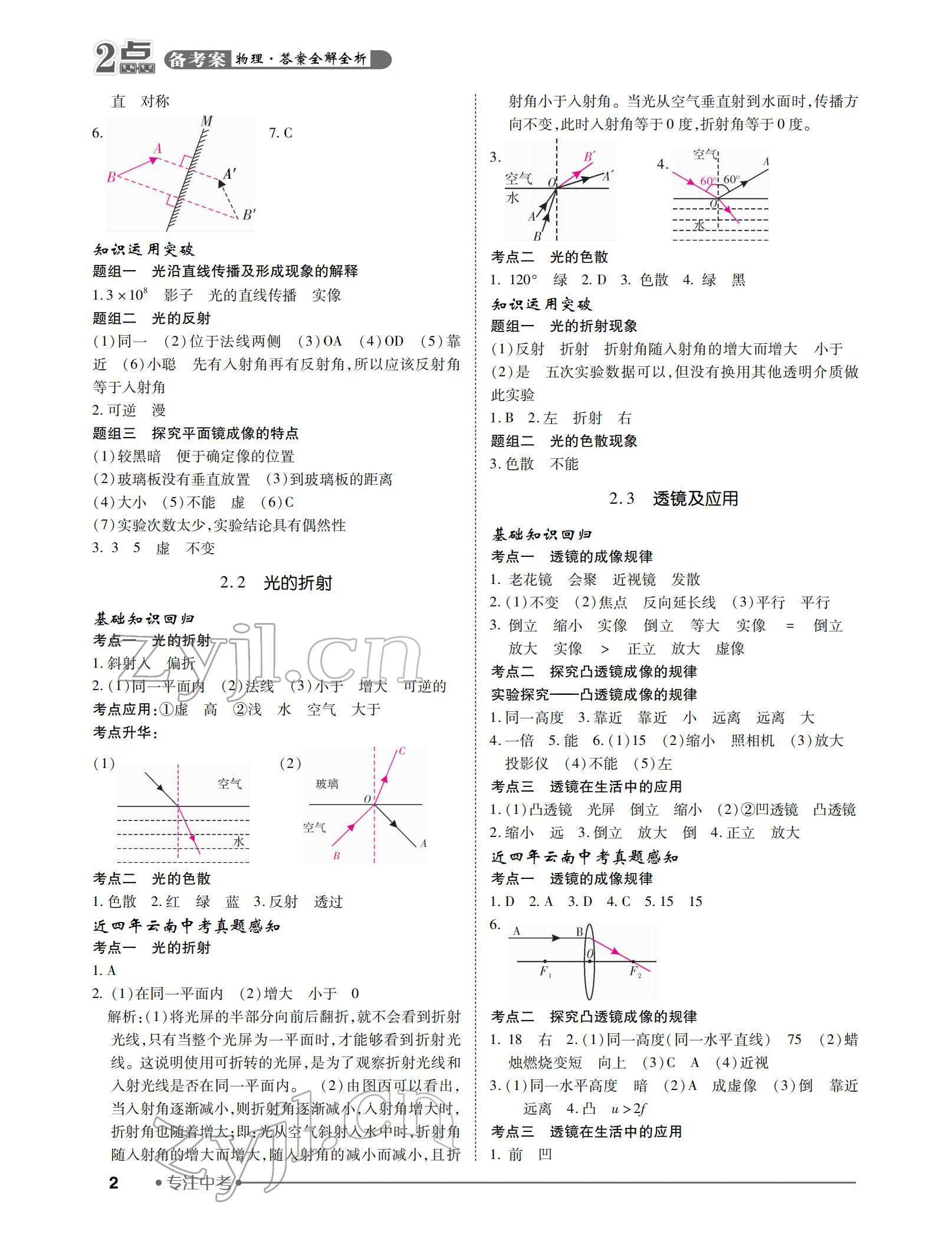 2022年2點(diǎn)備考案中考物理 參考答案第2頁