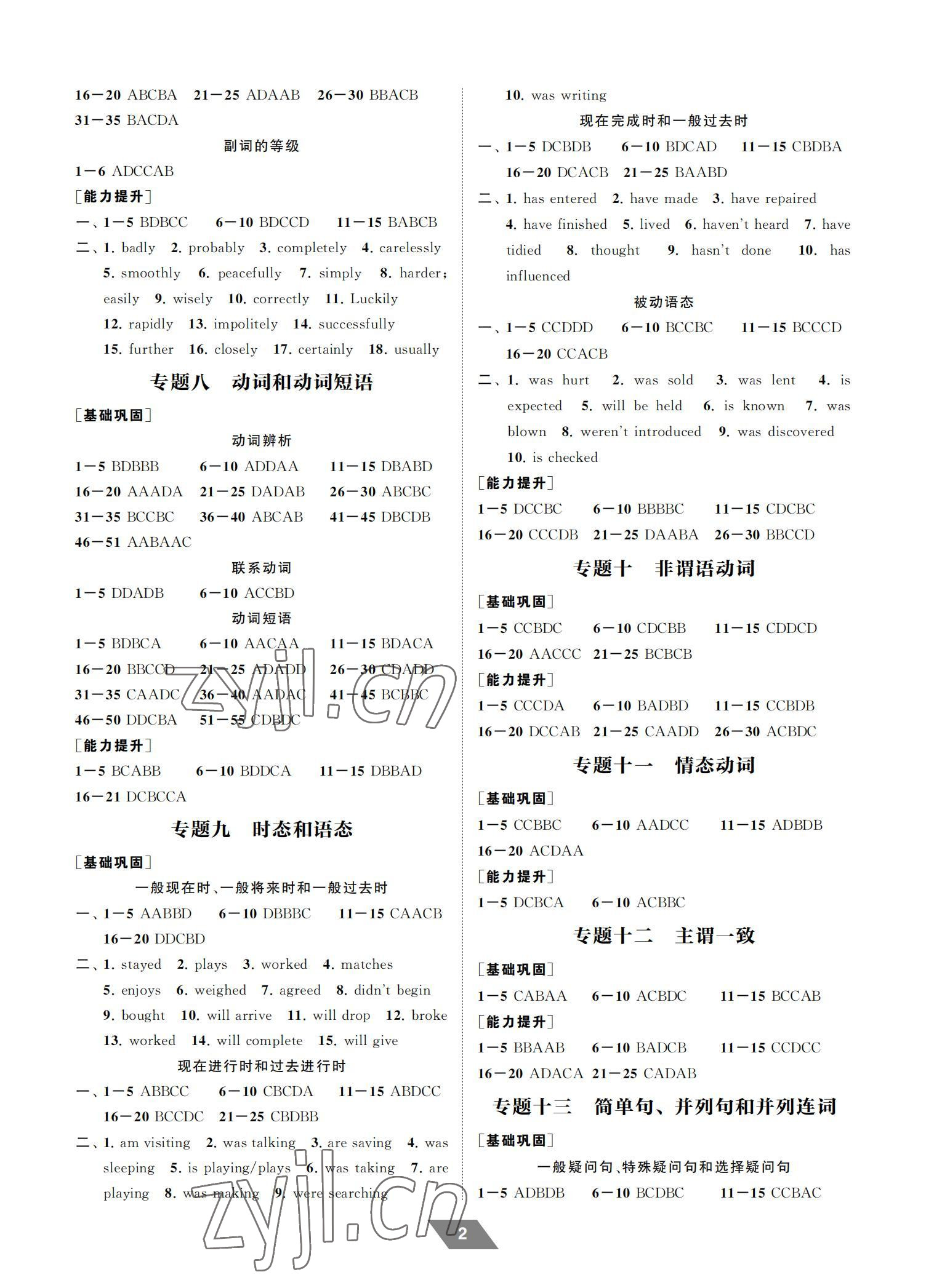 2022年創新優化中考總復習英語 參考答案第2頁