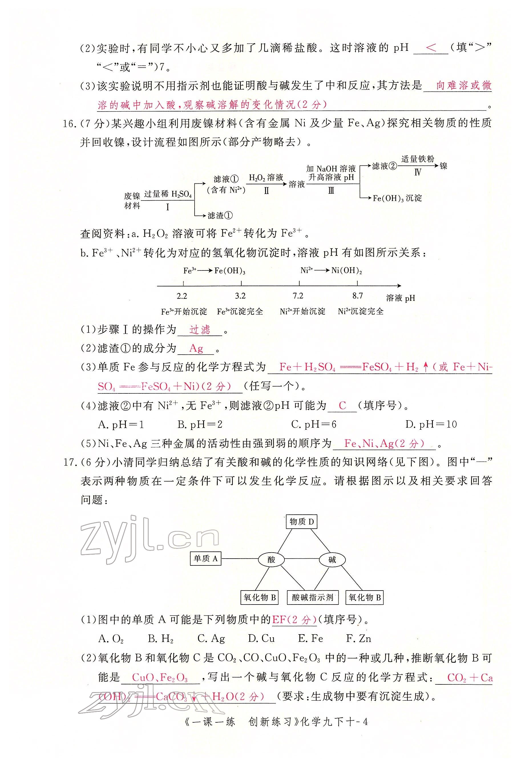 2022年一課一練創(chuàng)新練習(xí)九年級化學(xué)下冊人教版 第16頁