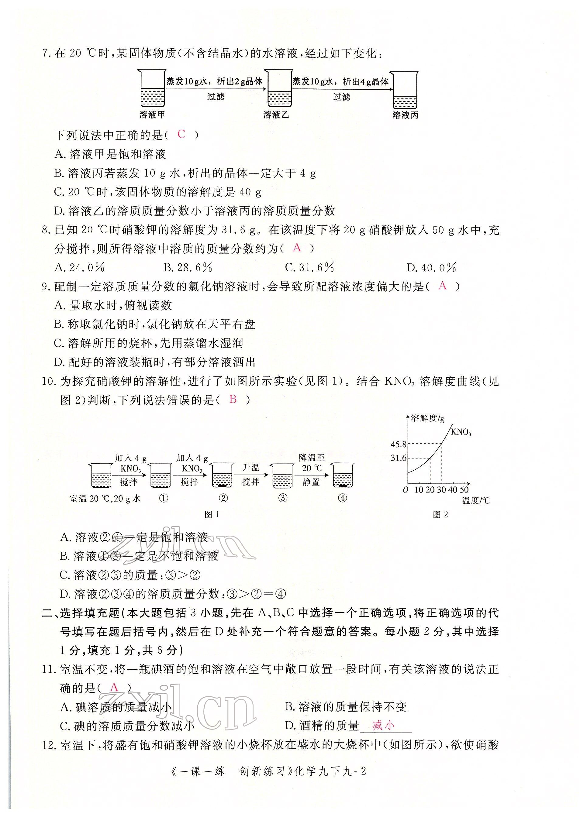 2022年一課一練創(chuàng)新練習(xí)九年級化學(xué)下冊人教版 第8頁