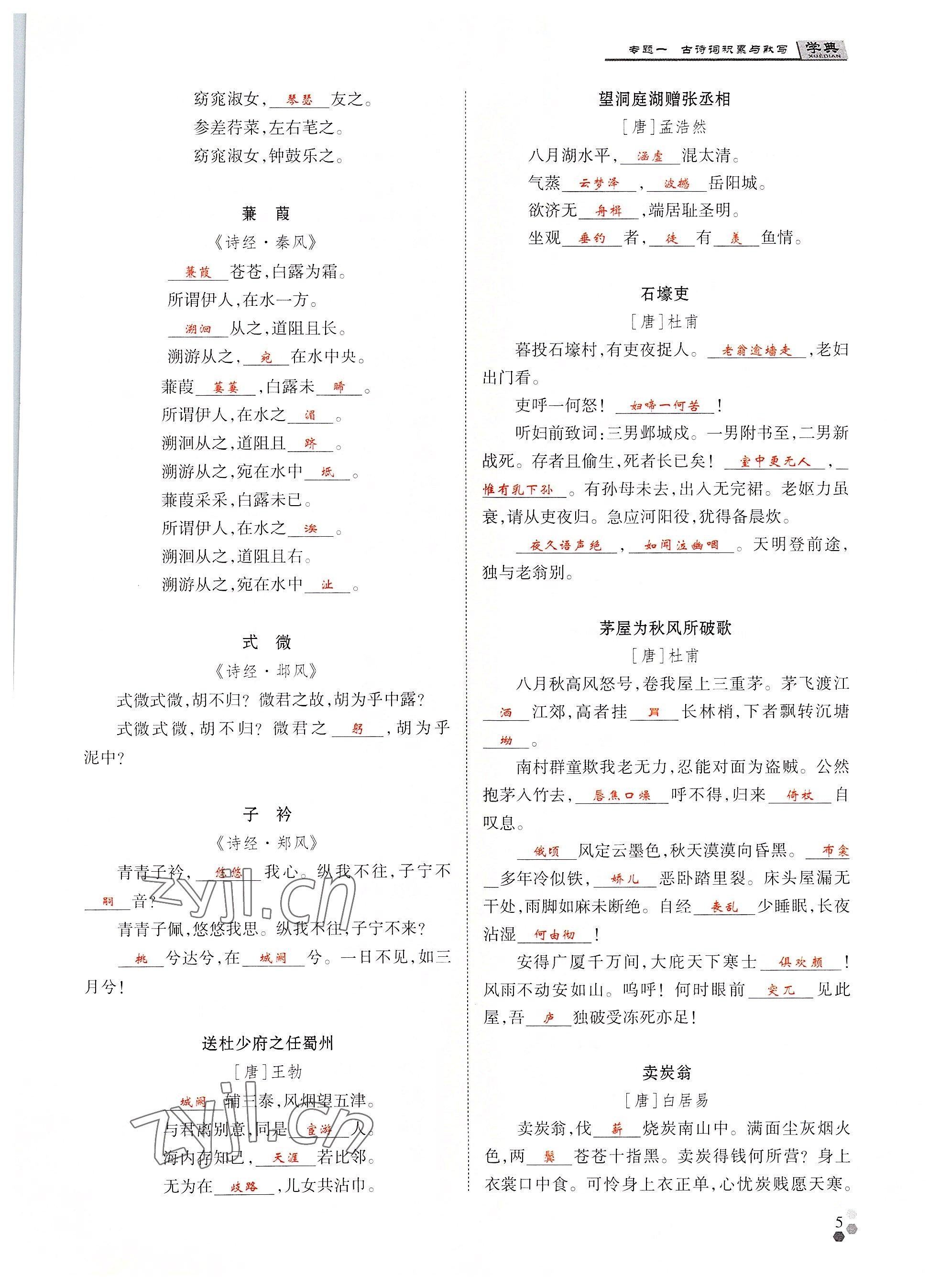 2022年學典中考名師A計劃語文 參考答案第5頁