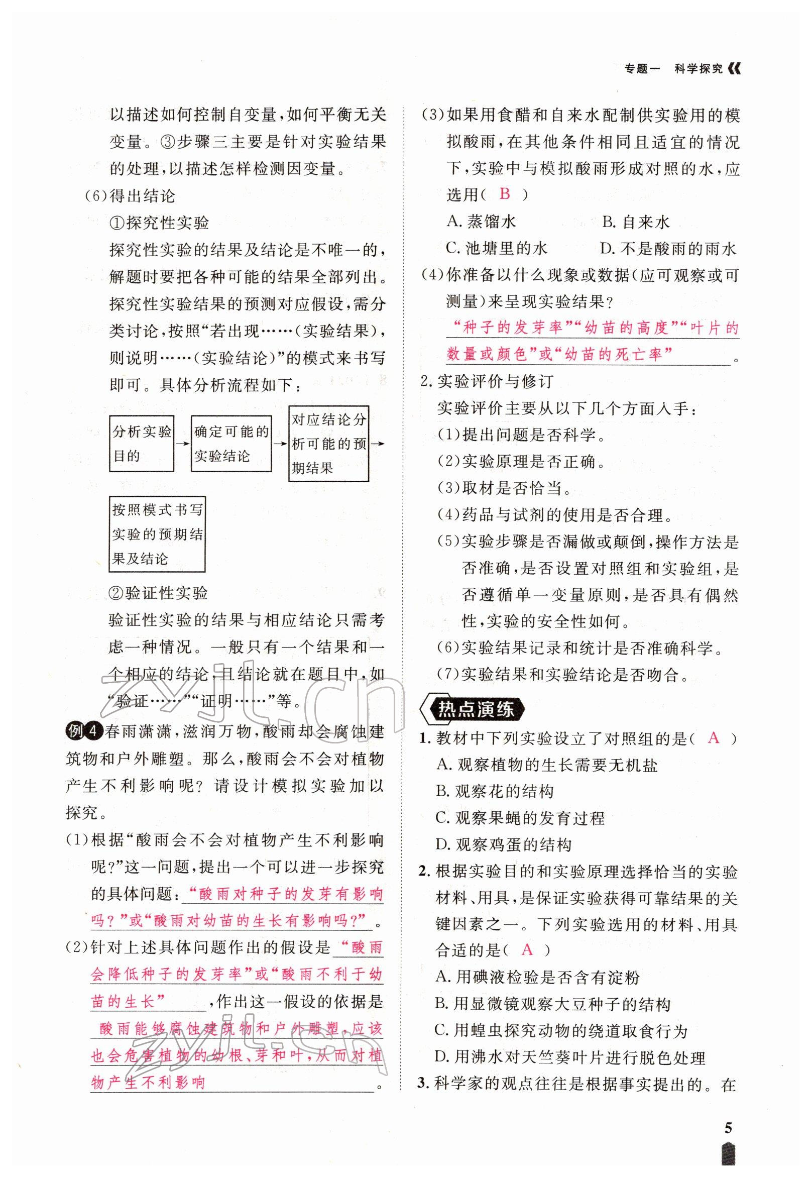 2022年芝麻開花學考方略生物人教版 參考答案第11頁